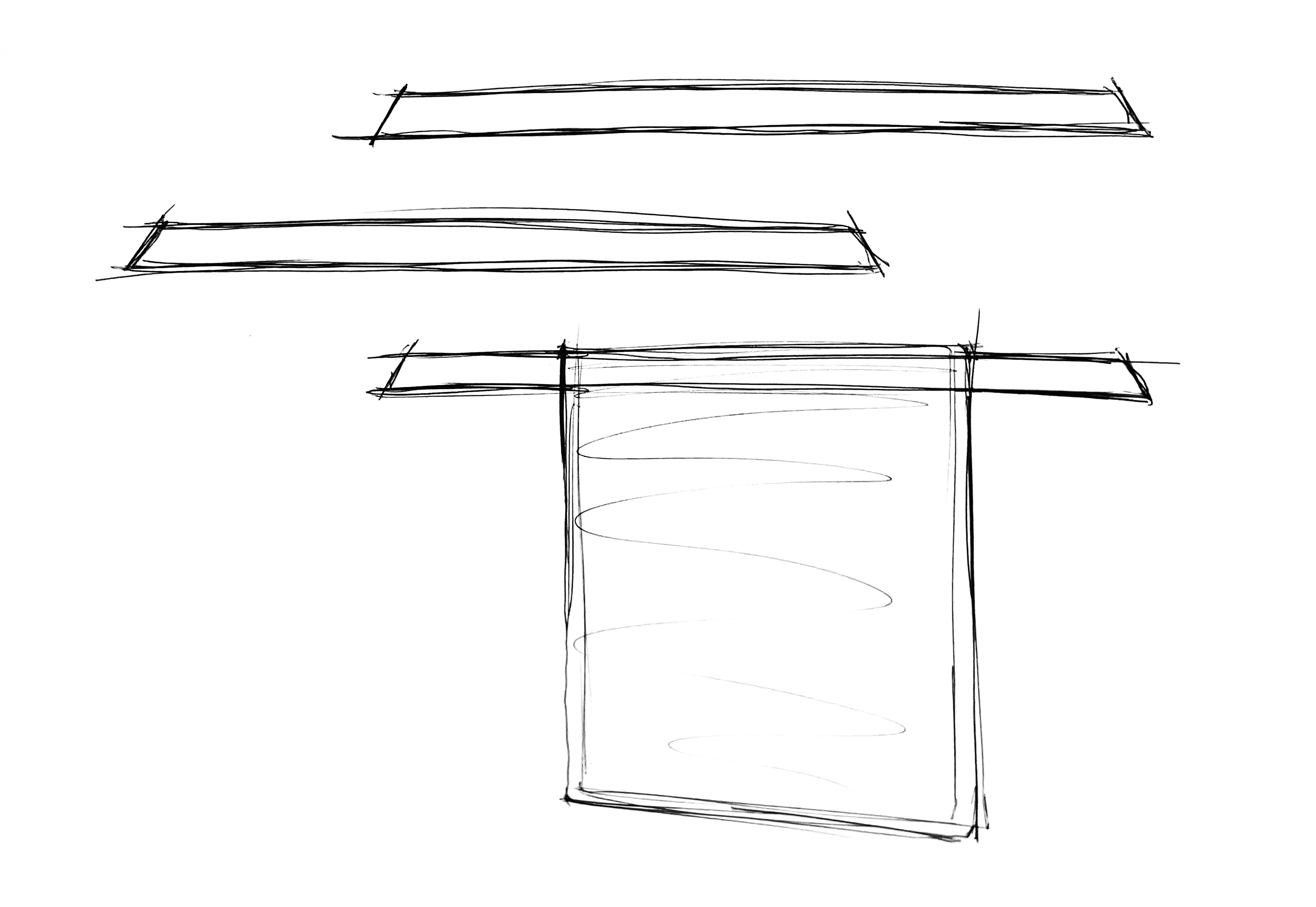 Concept Sketch in black ink on a transparent background for the Kane Bathroom Accessories Product Family