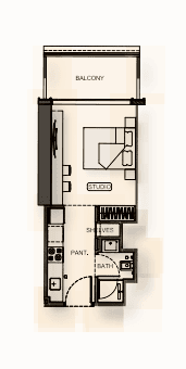 Studio floor plan at Binghatti Hillside. Contact our real estate agent for availability and investment details.