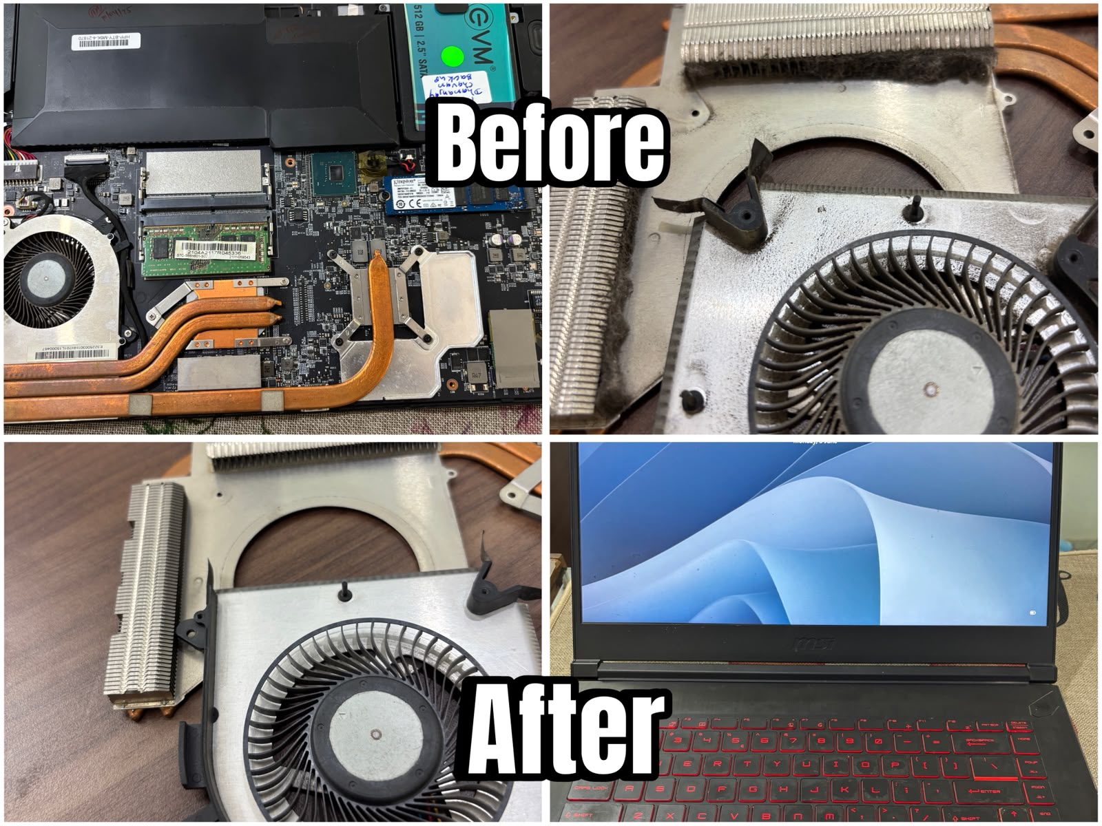 Open laptop internals during thermal service