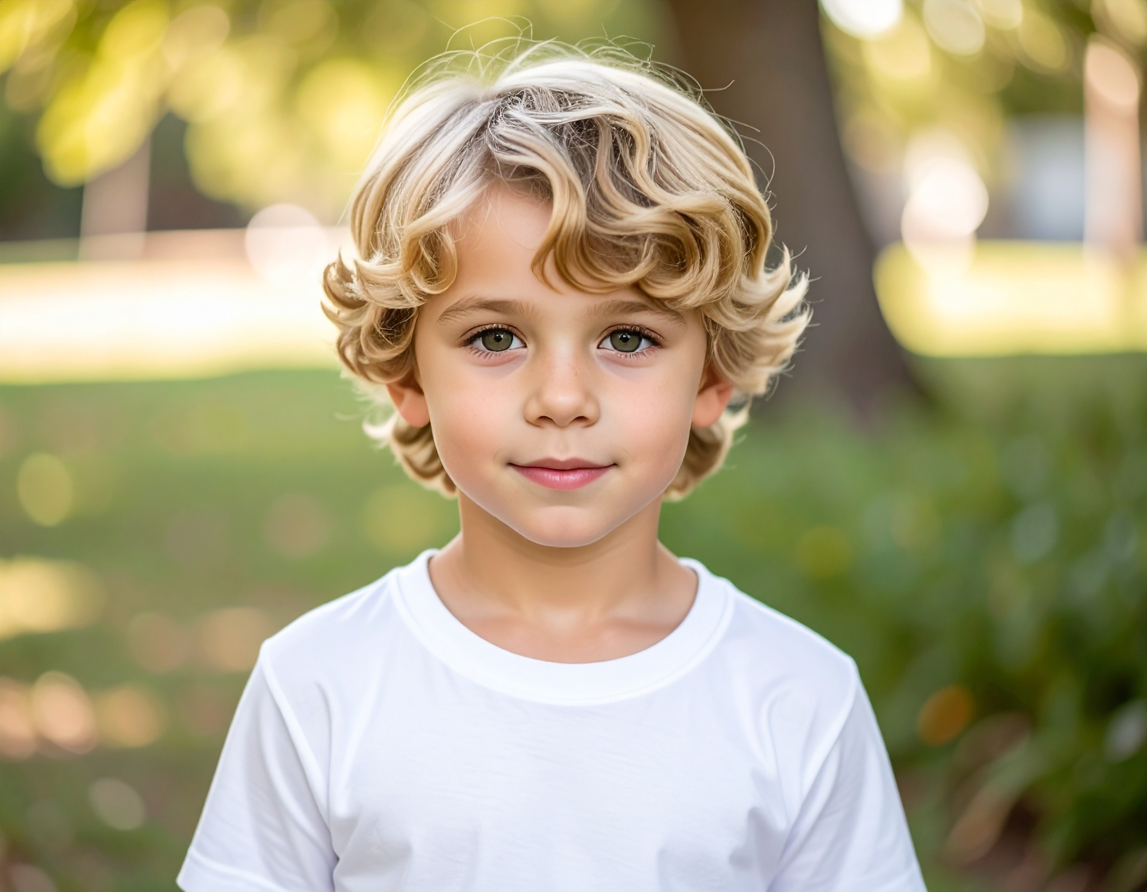 boy with short wavy hair