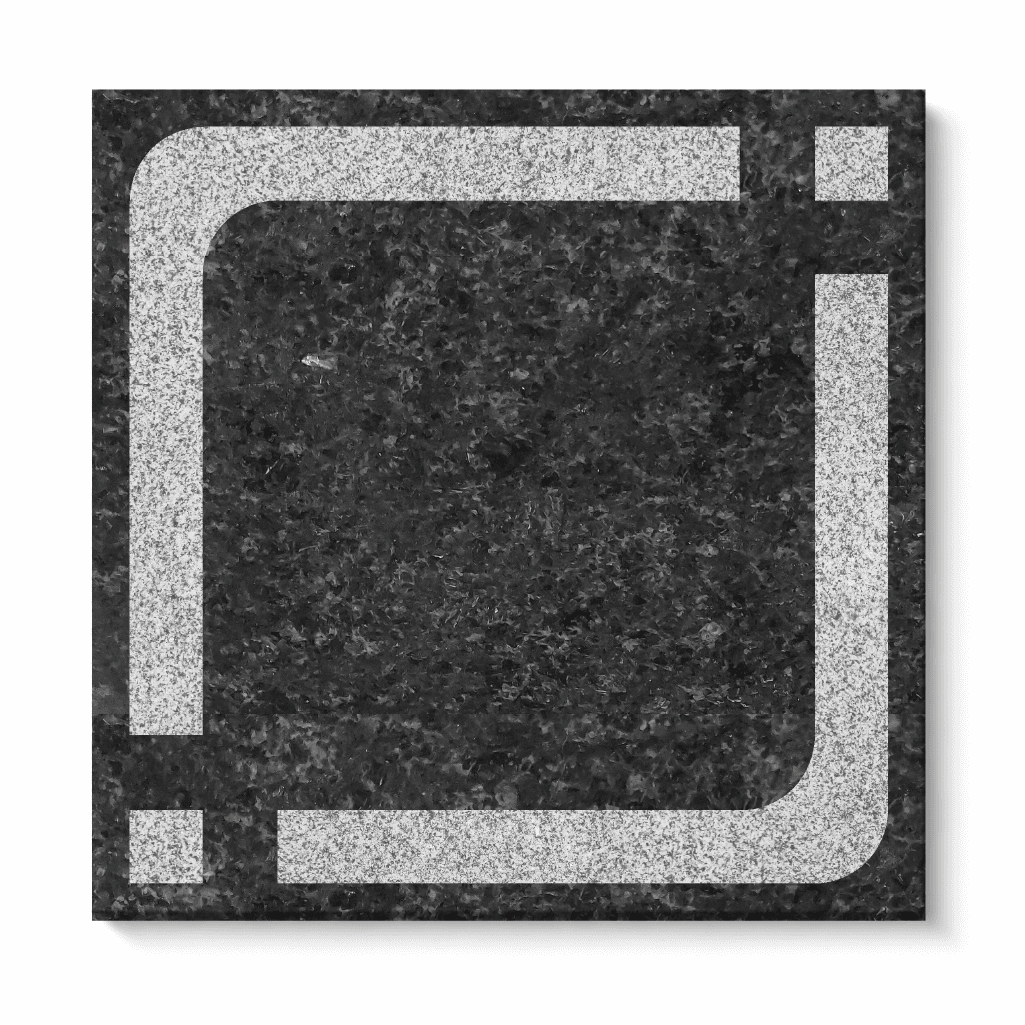 Regal stone with framed square pattern for structured surface design