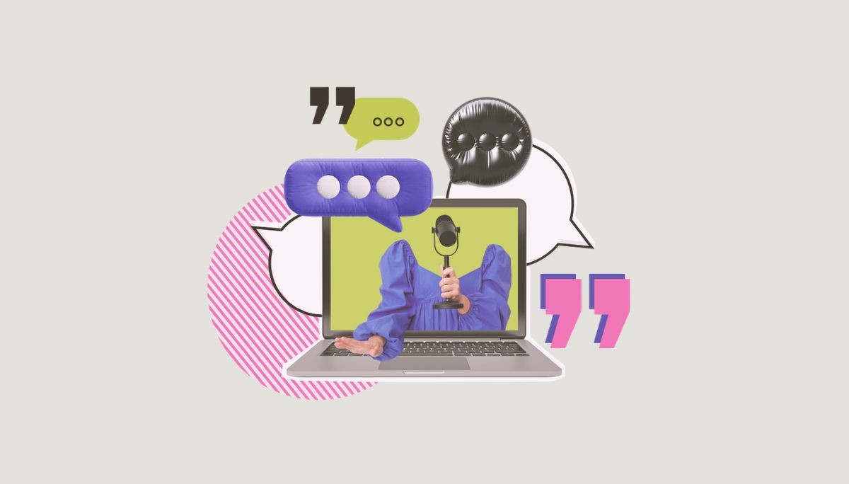Laptop with colorful speech bubbles and quotation marks, symbolizing best teamwork quotes for work that inspire teams.
