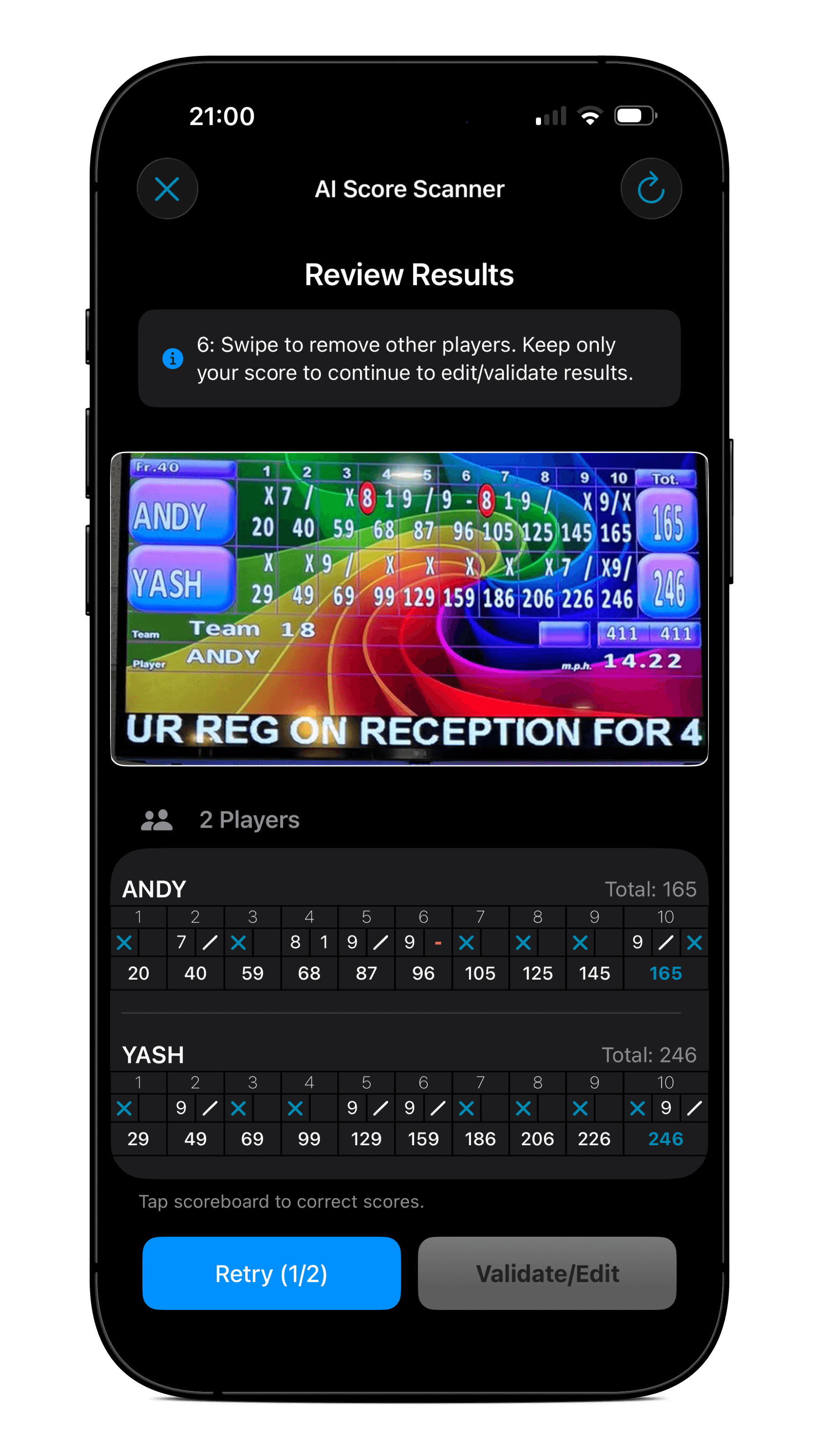 AI Powered scoreboard scanner screenshot