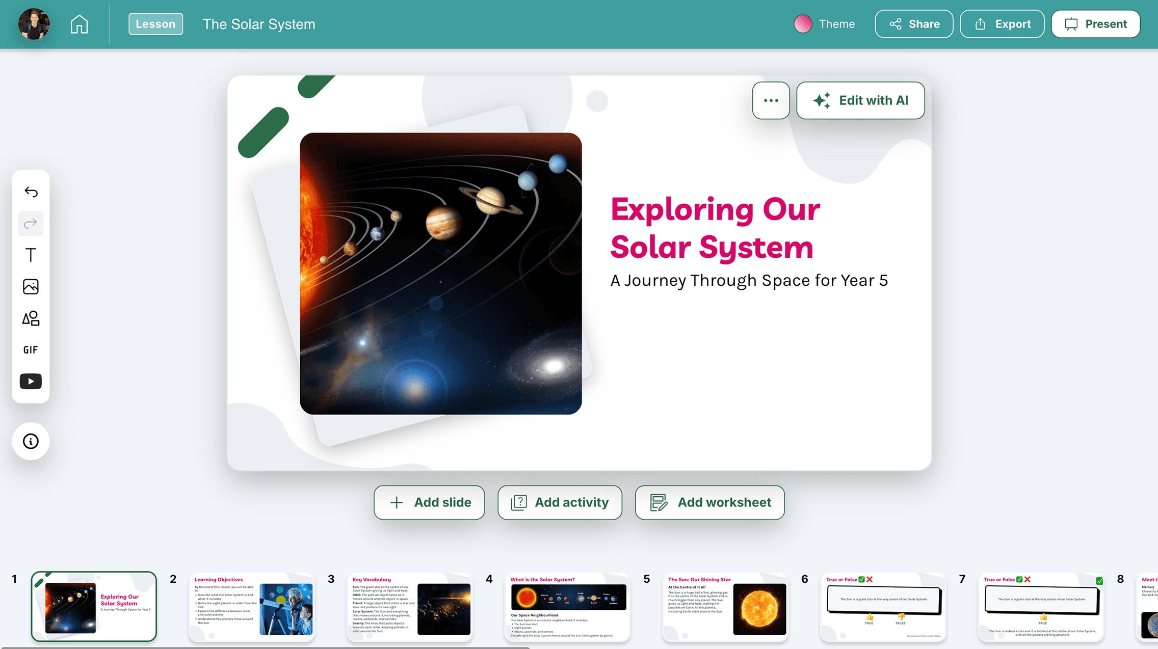 Solar system slideshow