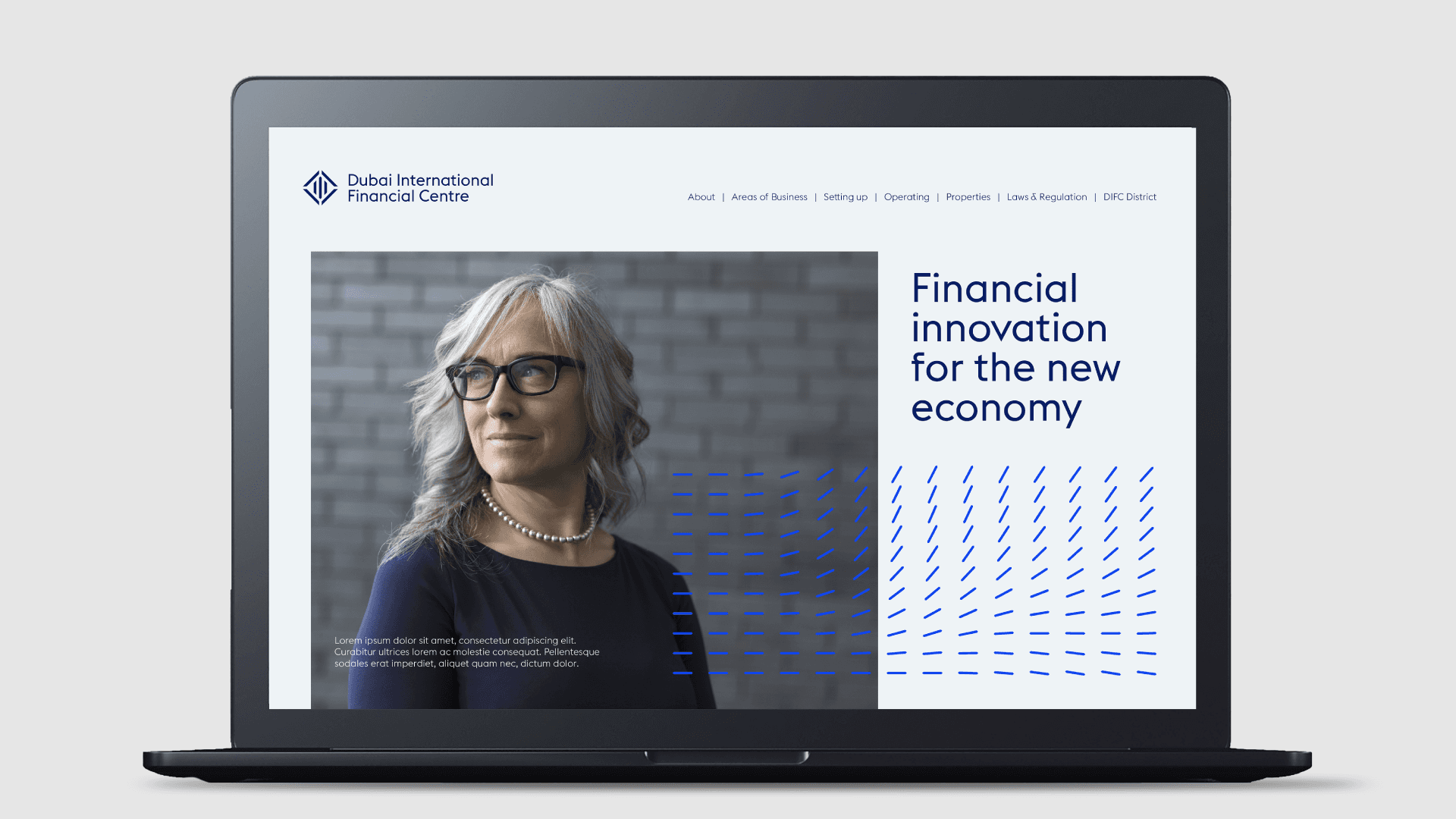 DIFC visual IDENTITY, Dubai UAE, WBSITE MOCKUP