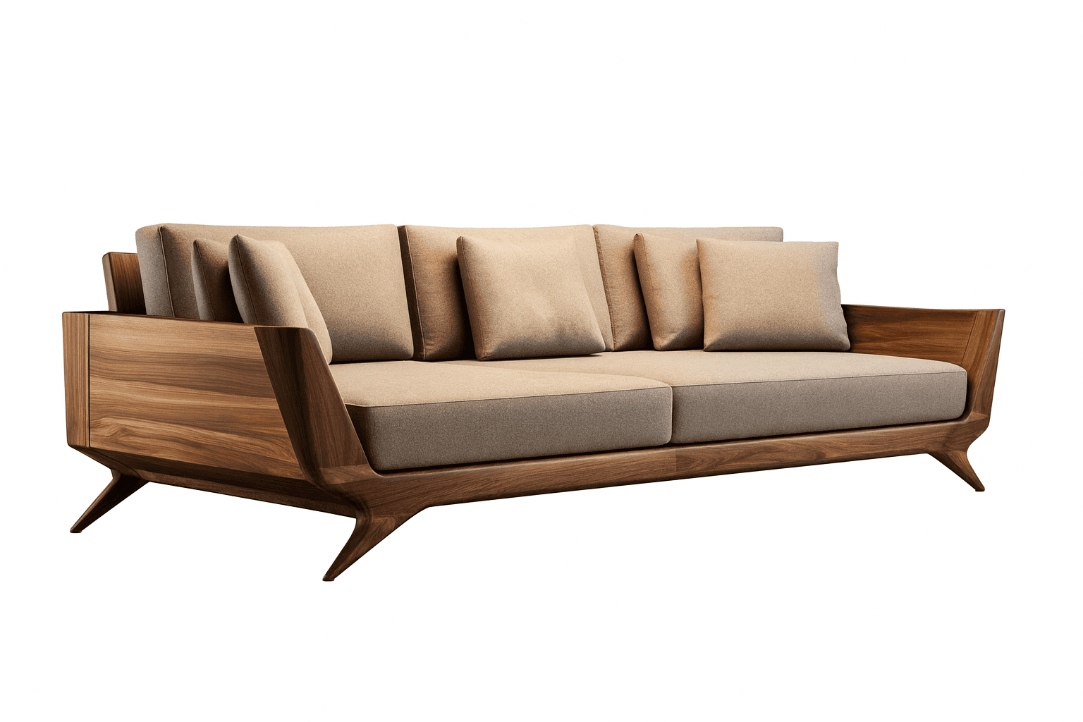 Plum velvet 3-seater with channel tufting and gold-toned legs.