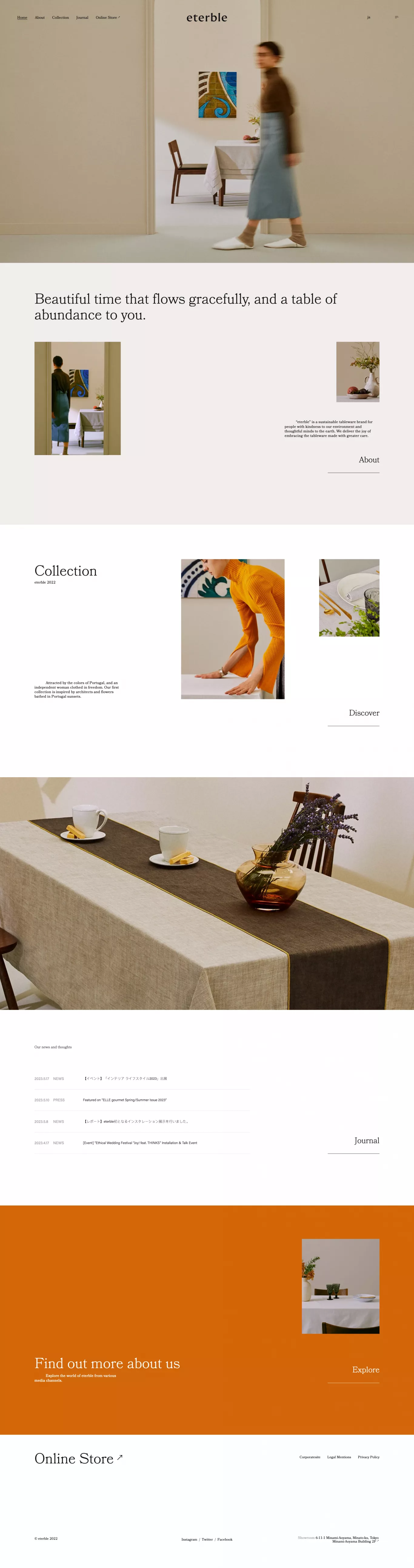 eterble portfolio page screenshot showcasing Furniture & Interiors and Ecommerce design