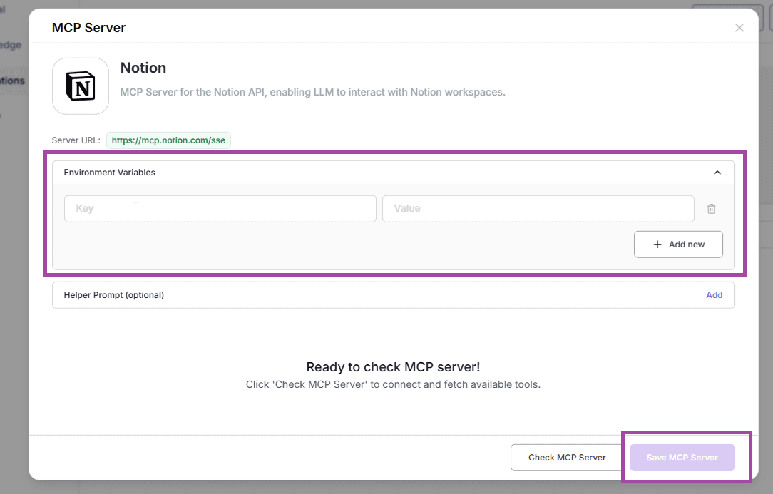 notion mcp variable