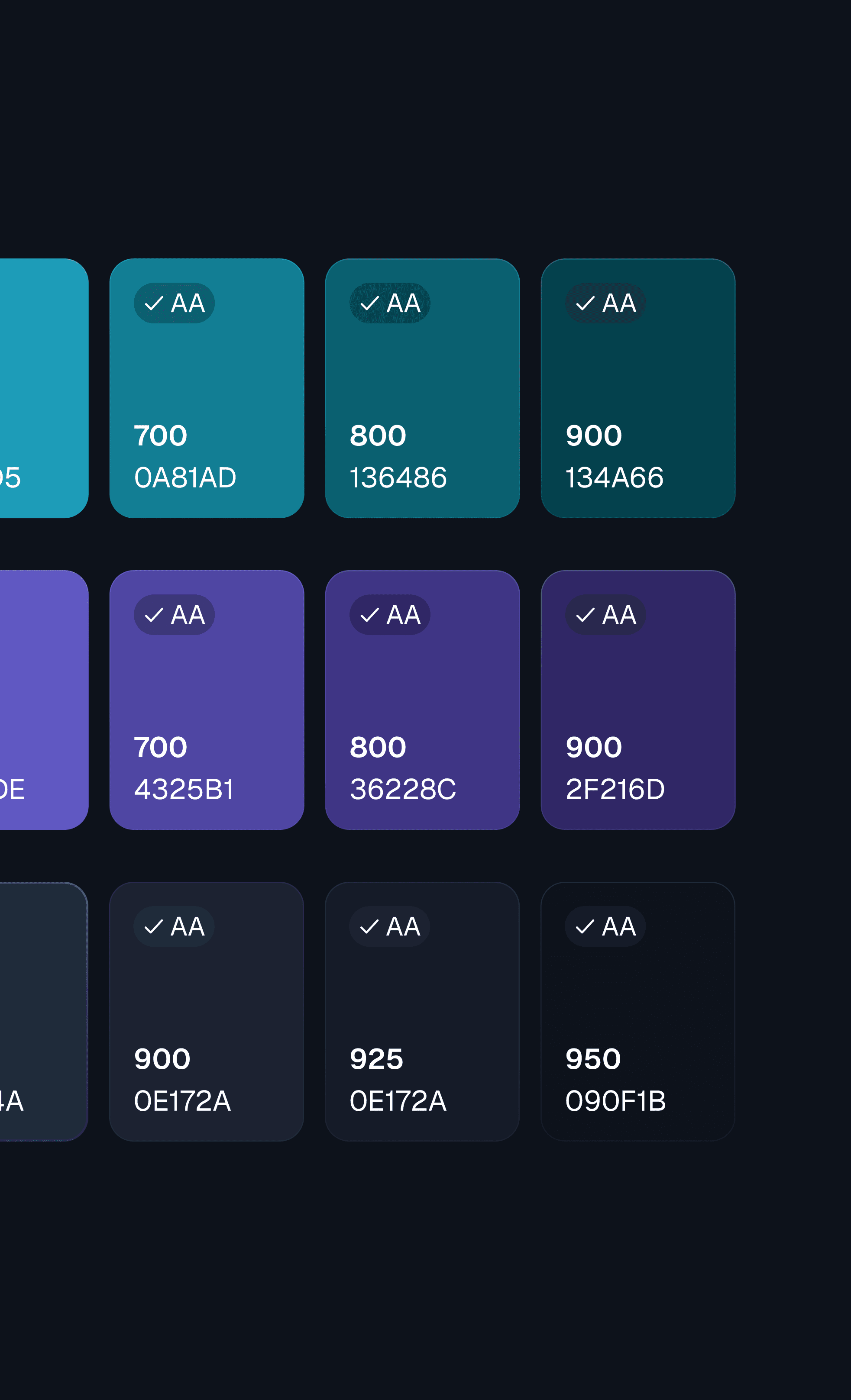 Colour palette used on Cloud Factory.