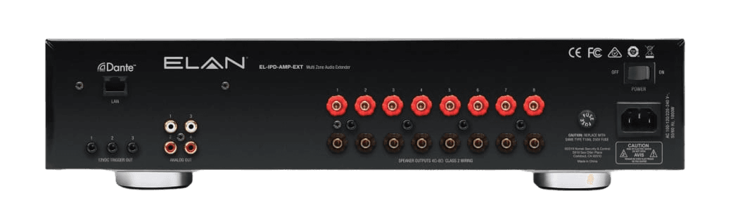 ELAN multi-zone audio extender rear panel with ports