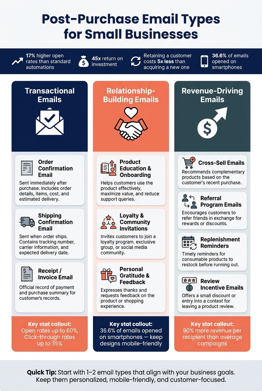 Post-Purchase Email Types for Small Businesses: A Complete Guide