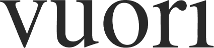 Black text on a light background spelling the word vuori in a modern, serif font.