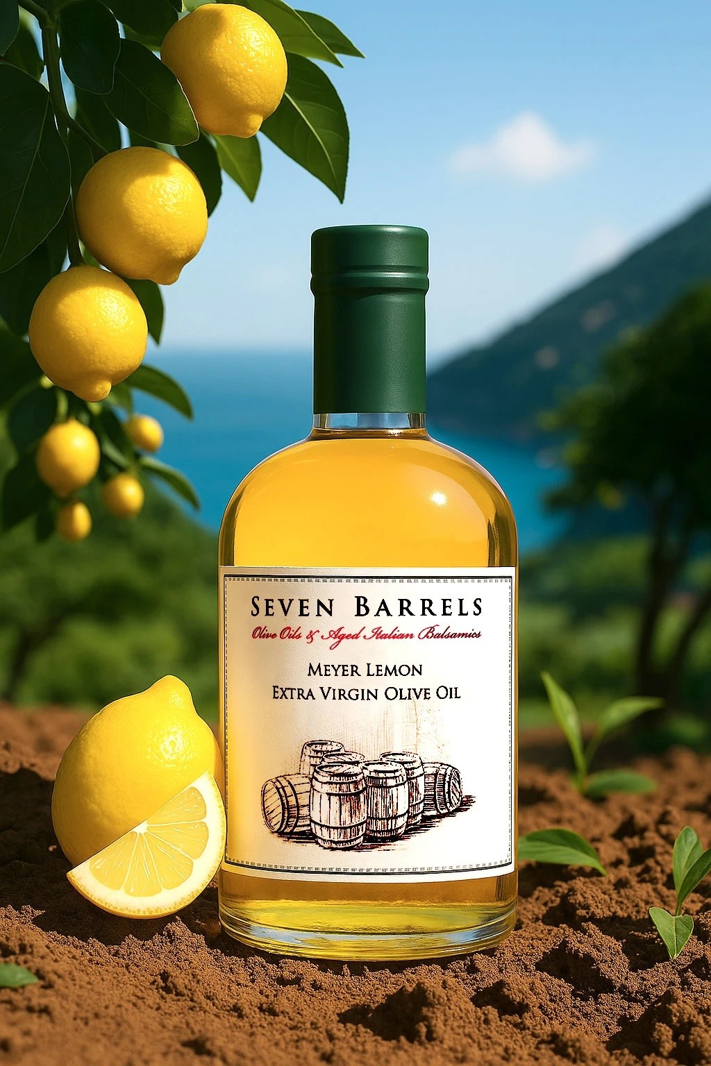 Seven Barrels Meyer Lemon Extra Virgin Olive Oil Ad
