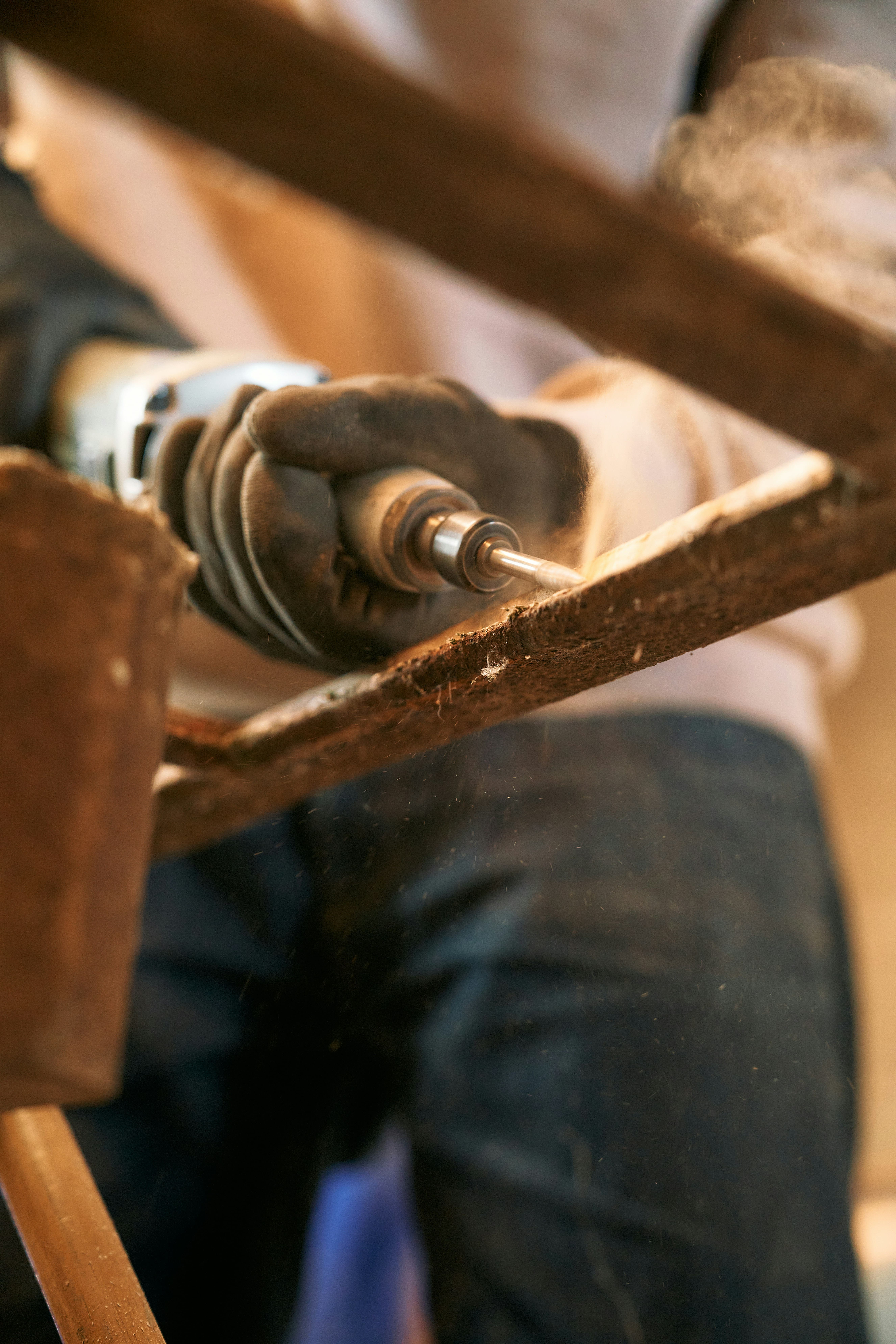 A view of a factory worker doing work