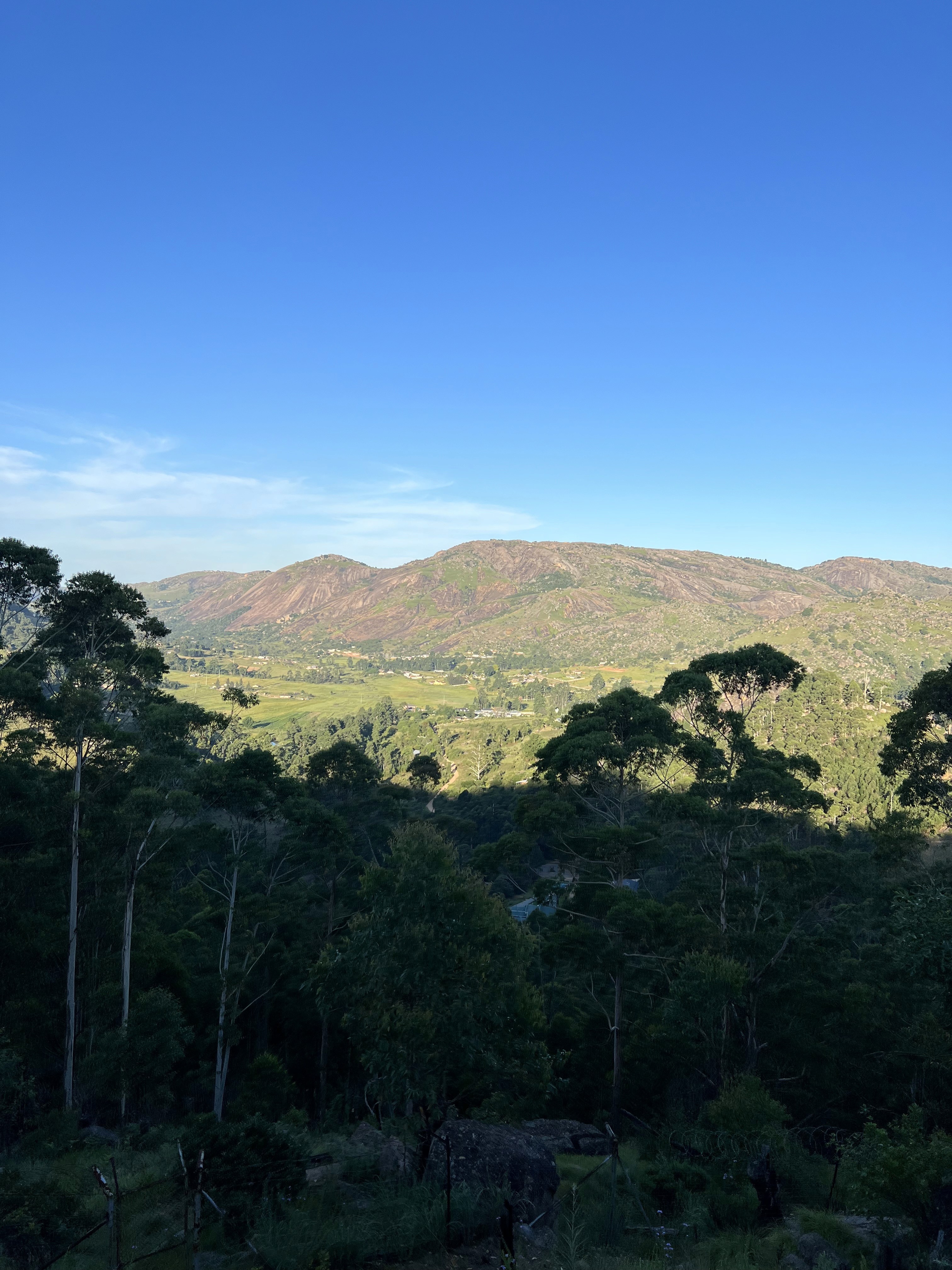 Mountain view in Eswatini showing Sibebe rock in the distance