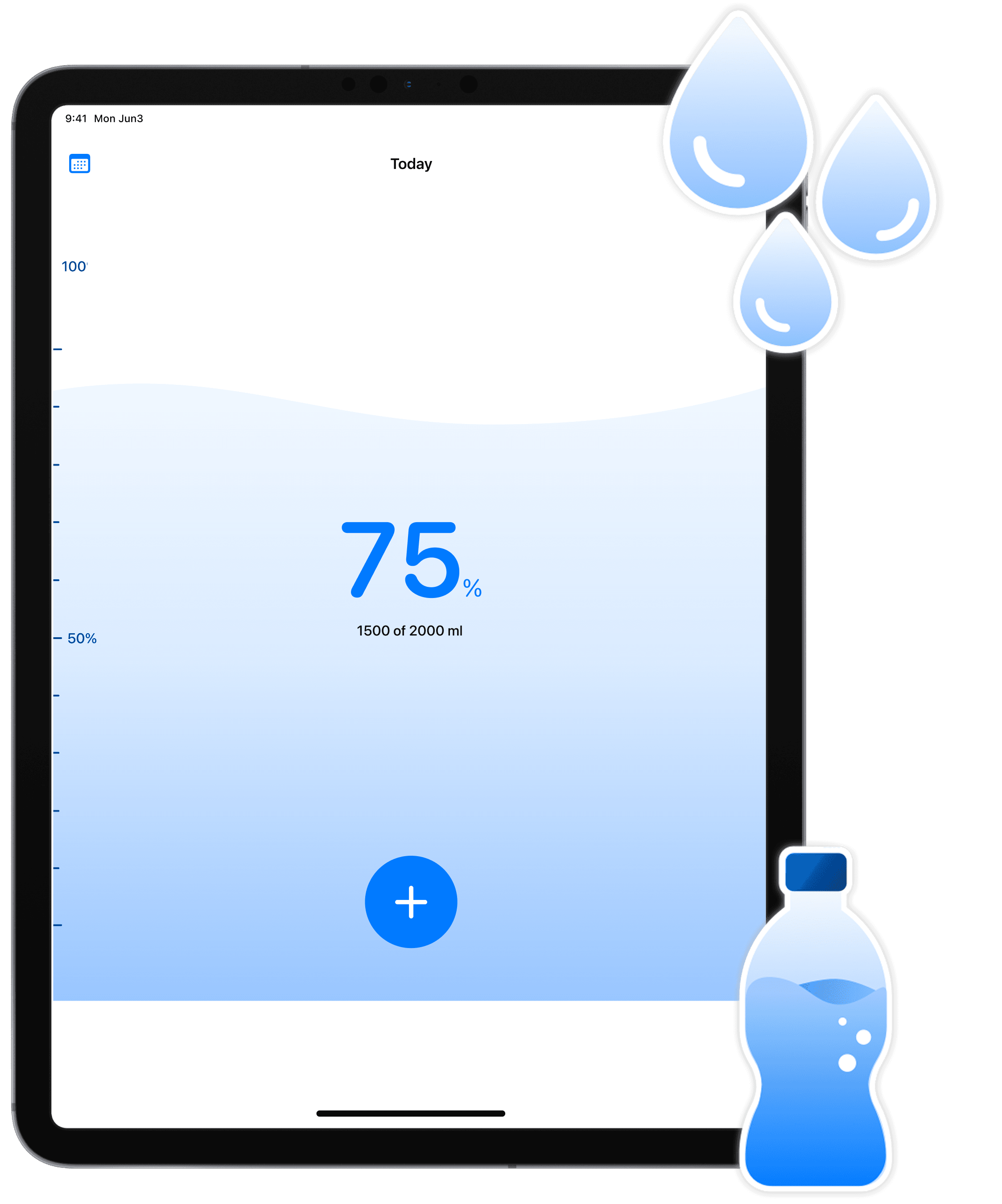 Water tracker app for daily hydration goals.