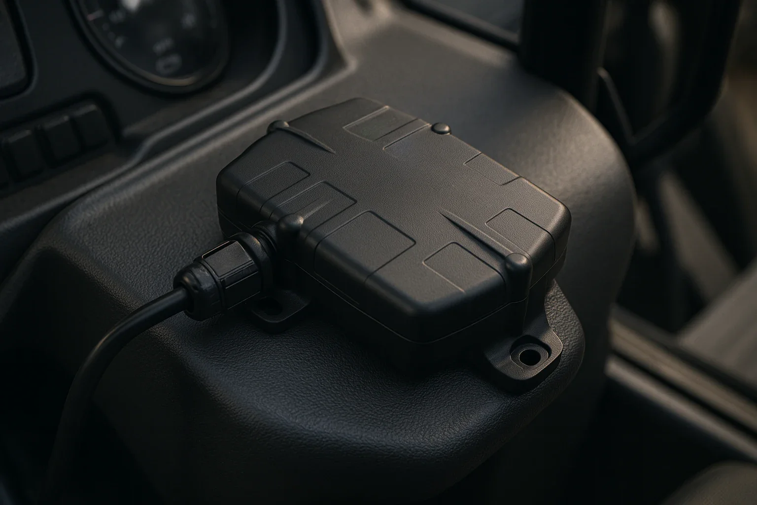 High-value equipment fitted with a GPS tracking device for real-time asset visibility.