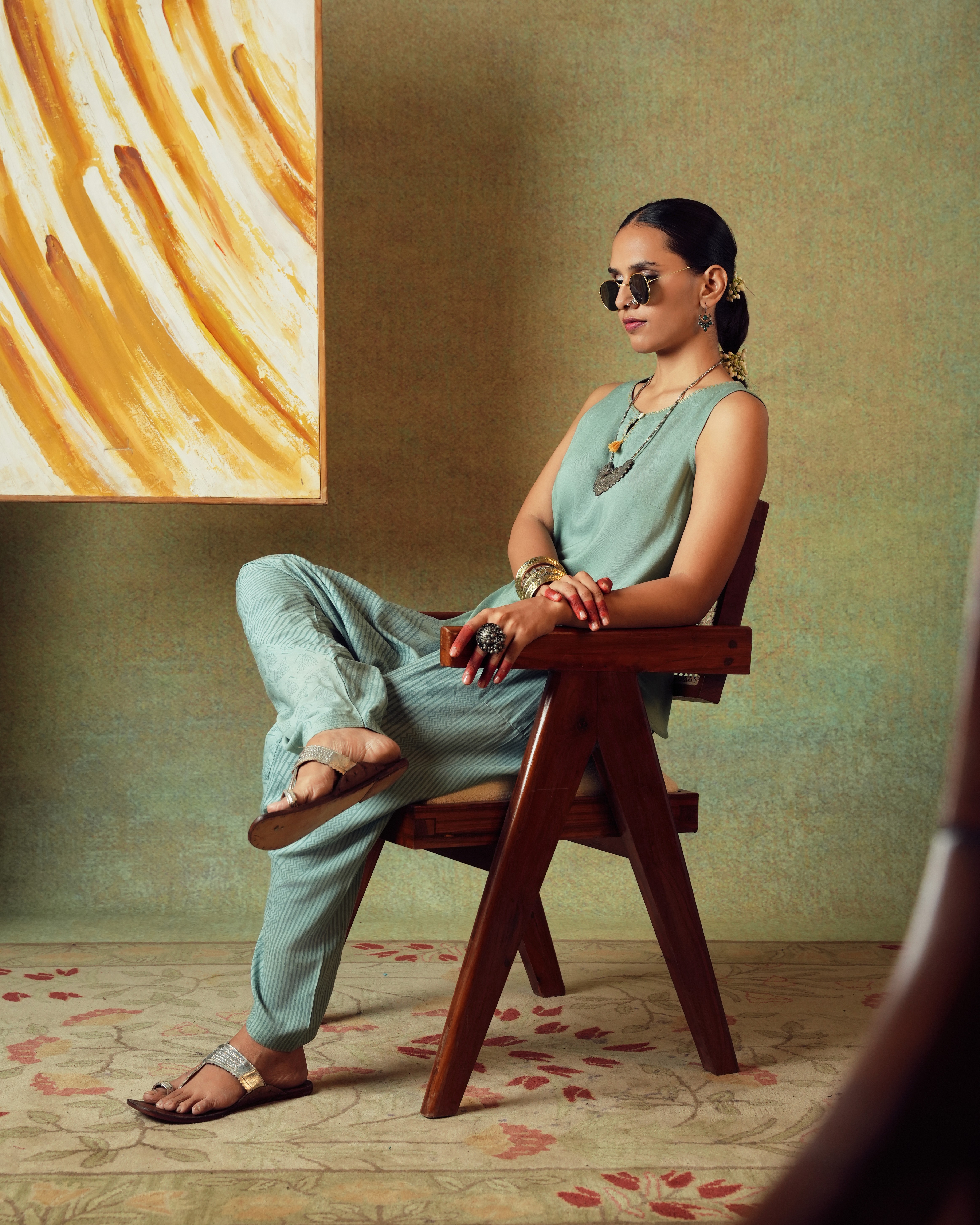 Friends laughing and posing inside a car