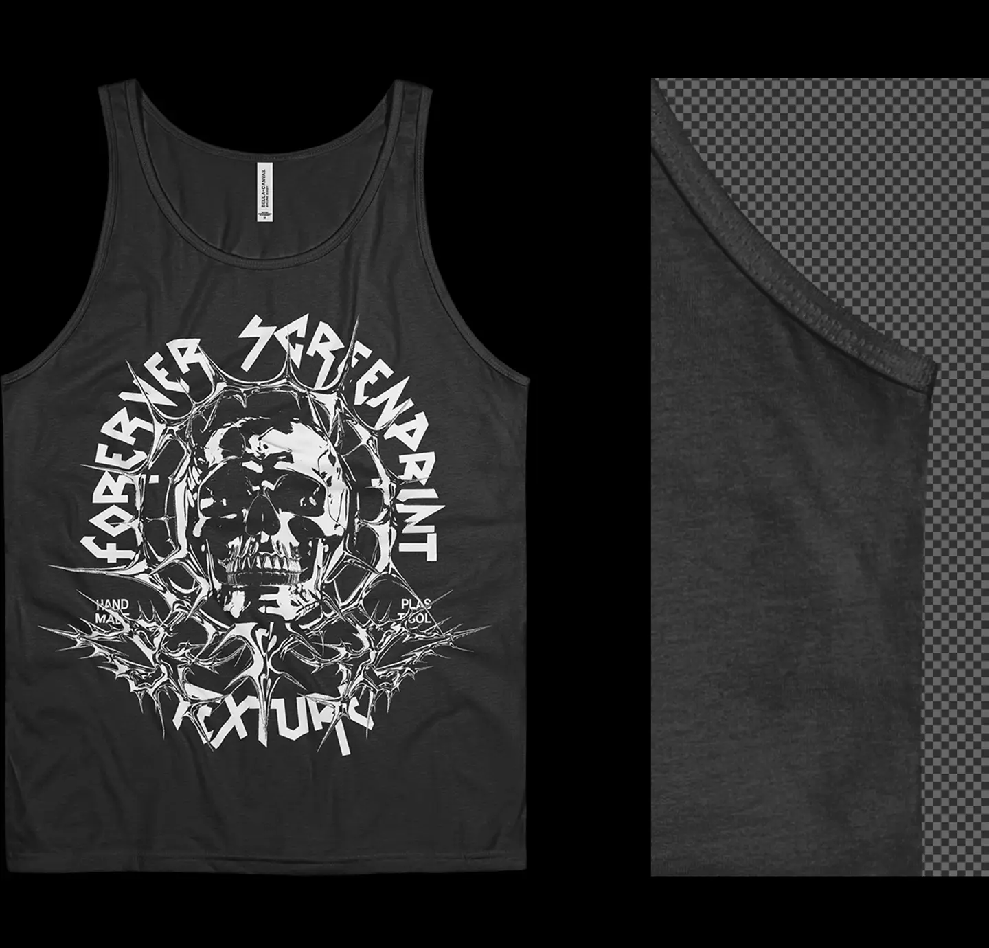 Bella+Canvas 3480 Tanktop Wrinkled mockup fabric detail close up high resolution