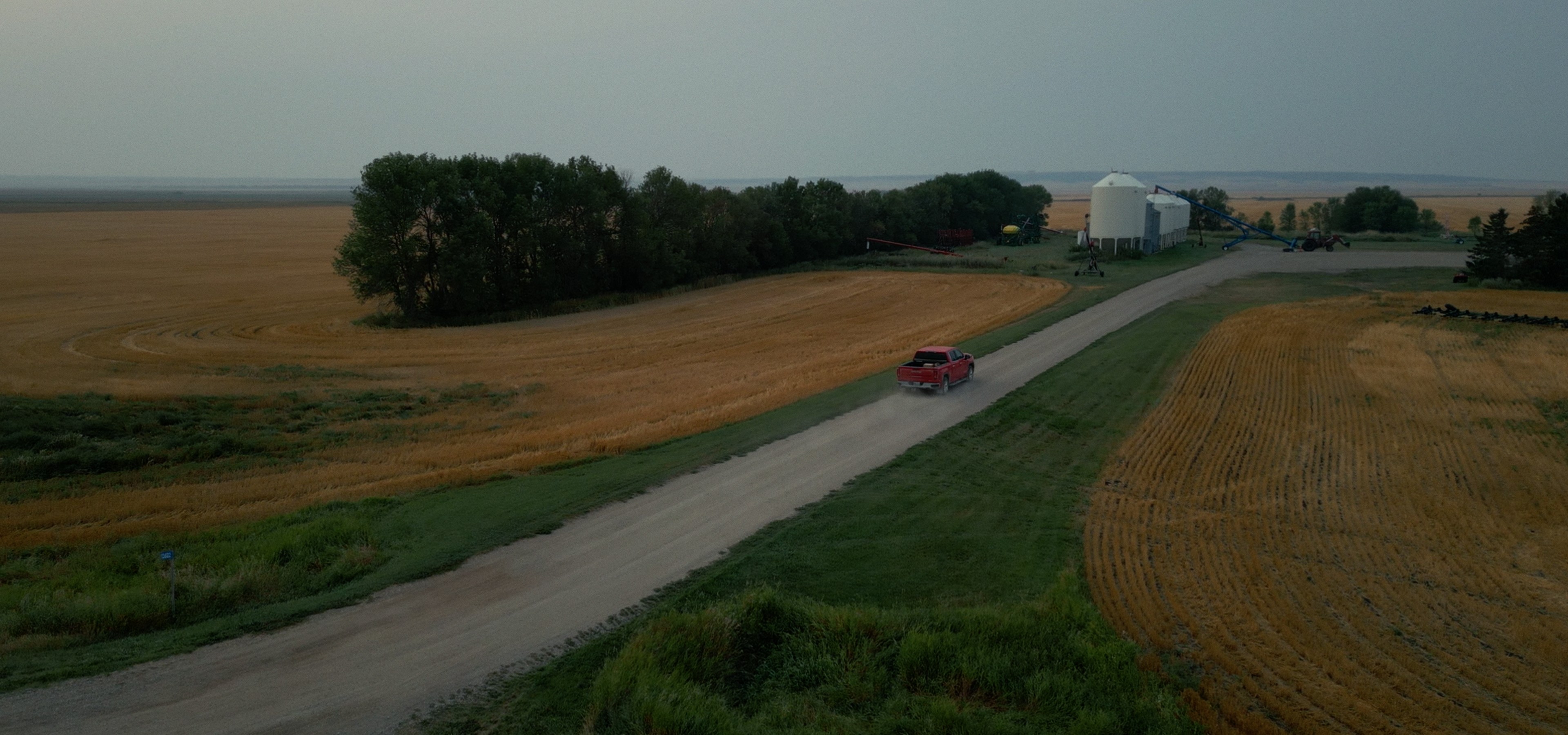 aerial shot of a truck
