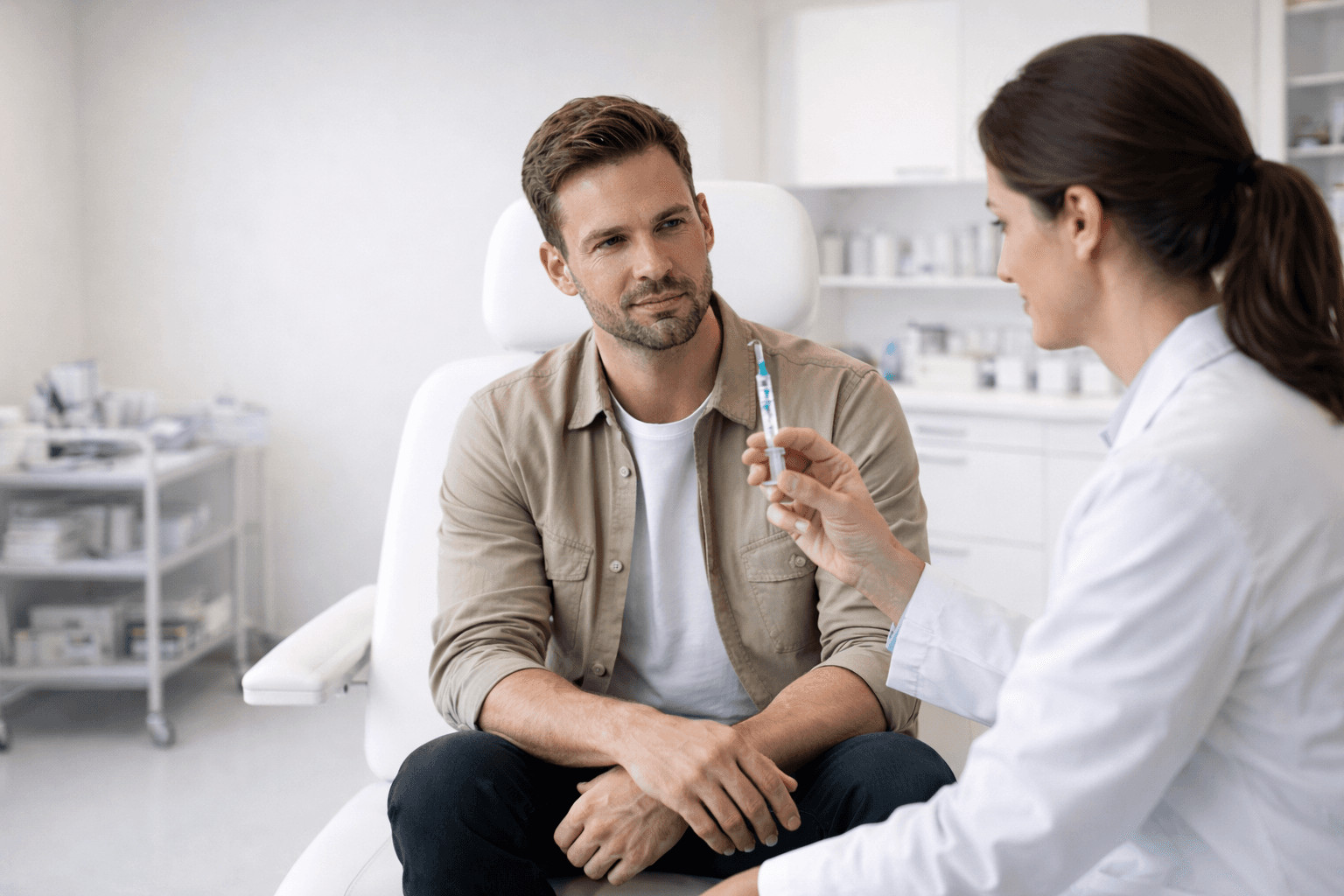 homem na consulta estética