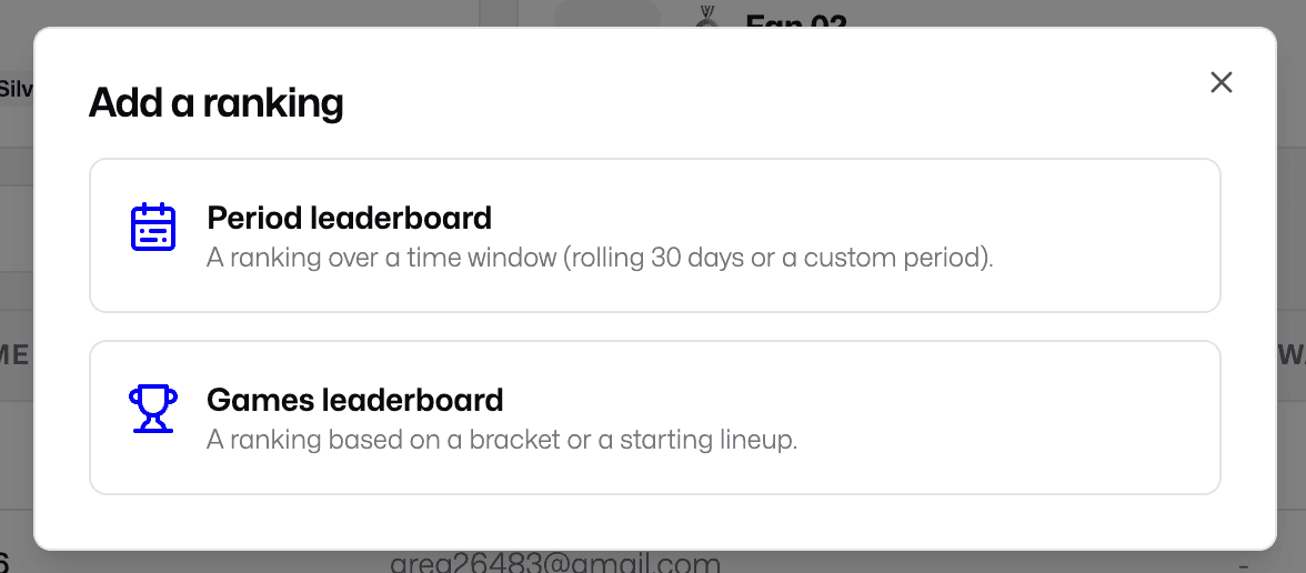 Leaderboard & Period, Games