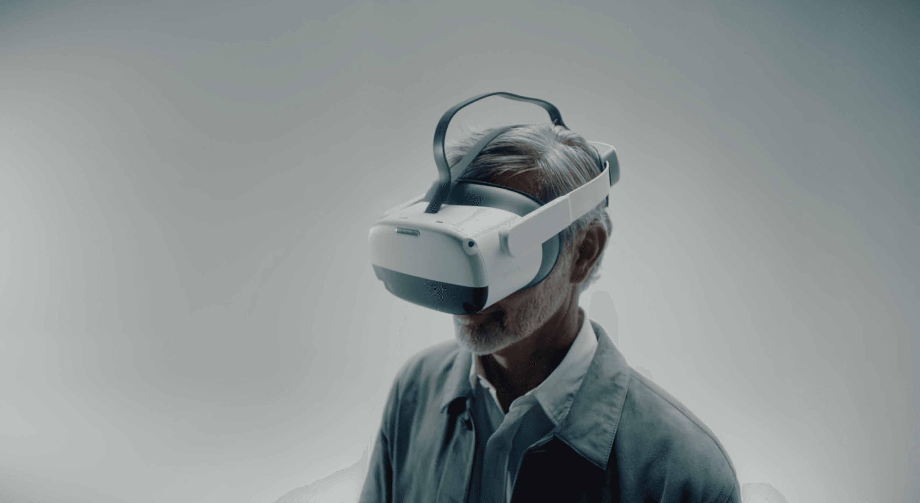 Business professional using virtual reality headset representing artificial intelligence and digital innovation