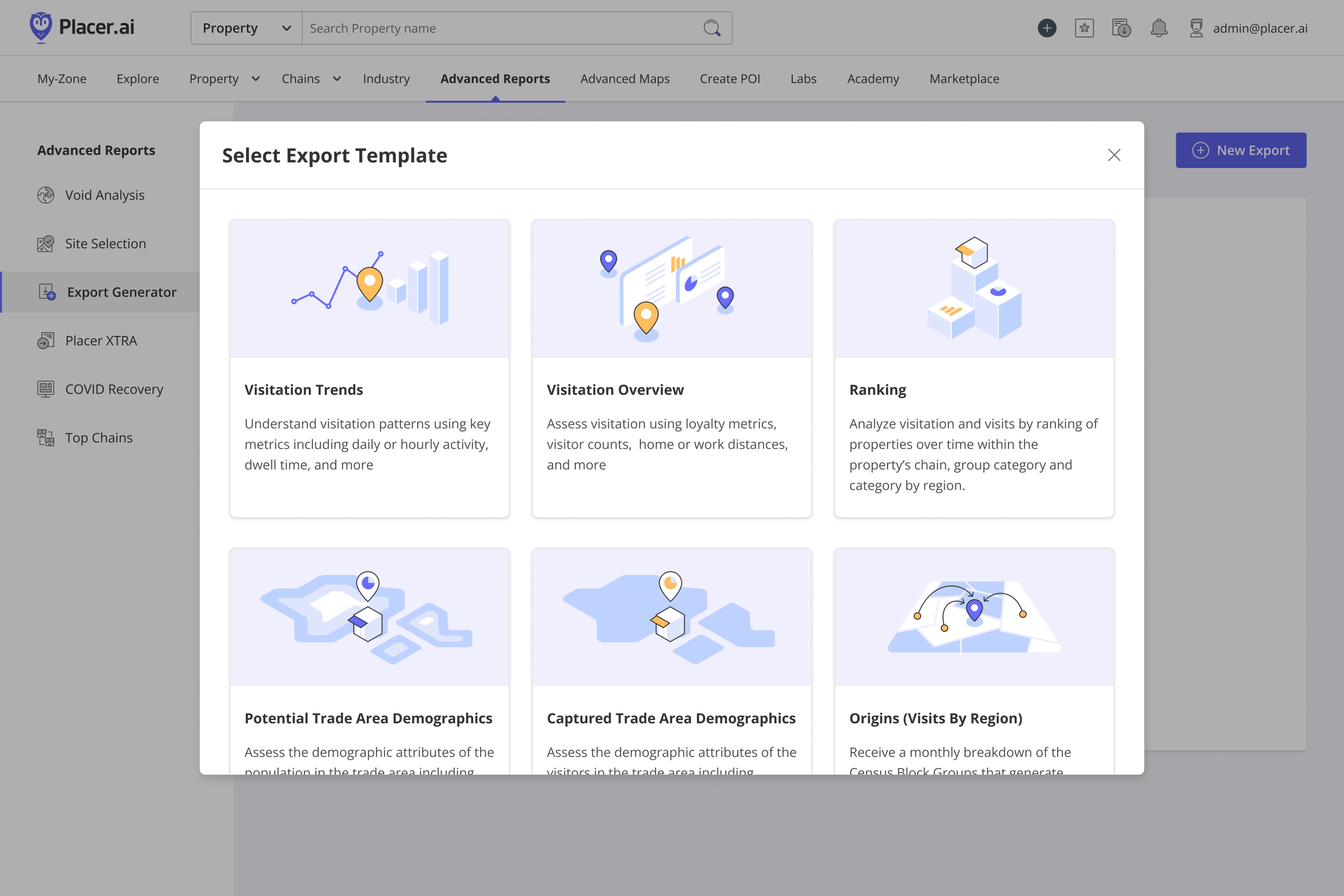 Step 3 in the flow - select the export template