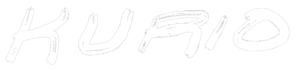 Kurio Organic Olive Oil, handdrawn white logo