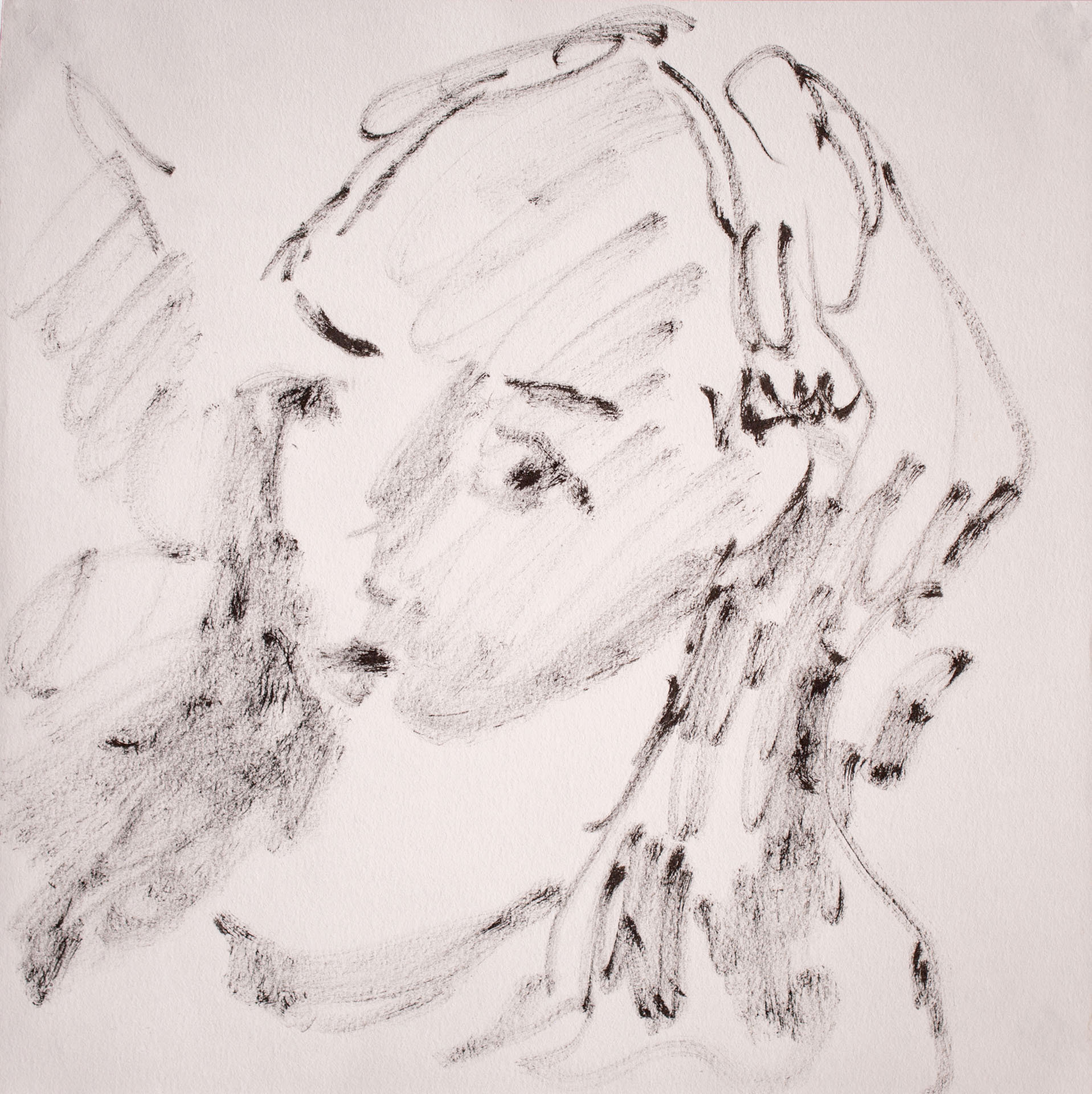 Katie, 2022, ink on paper, 8x8"