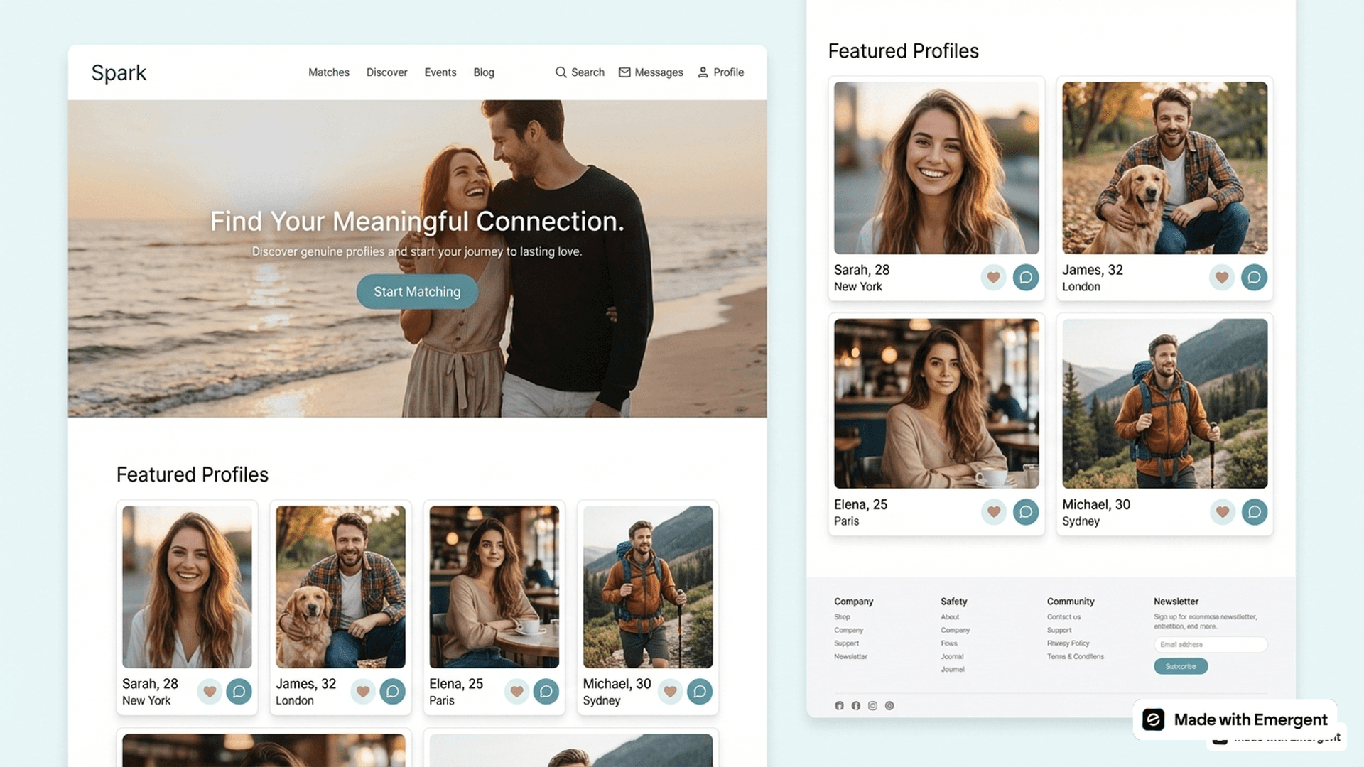 Dating website made with emergent