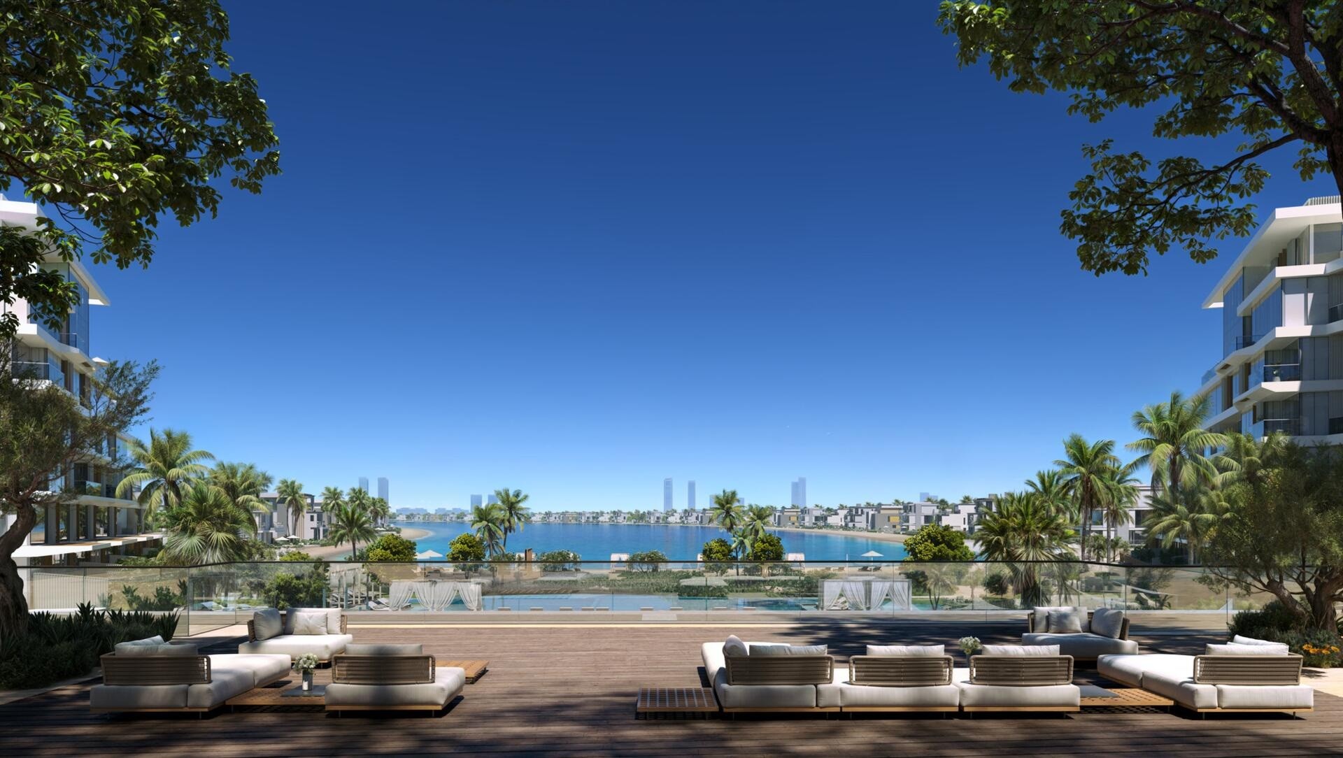 New Dubai development, Palm Central Private, featuring sleek architecture and high-end amenities for residents.