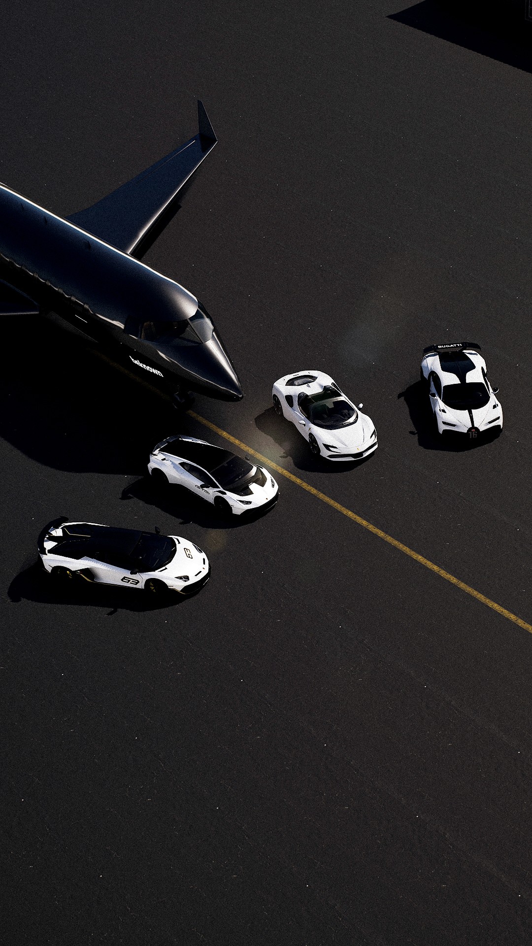 High-end automotive production project showing supercars and private jet, commercial visual production by BeKnown