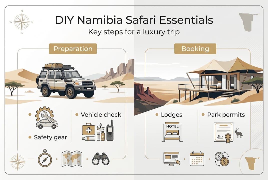 Infographic of Namibia luxury safari planning steps