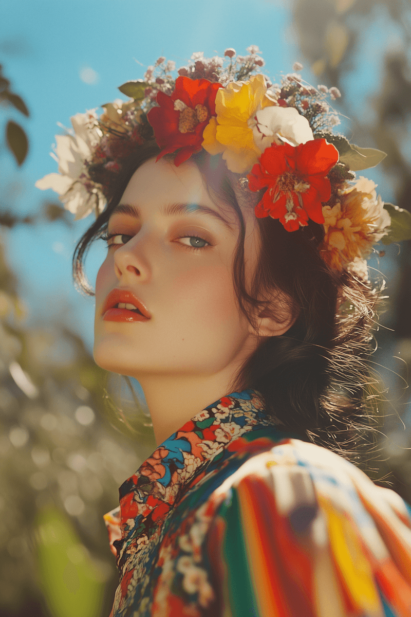 woman with blooming portrait