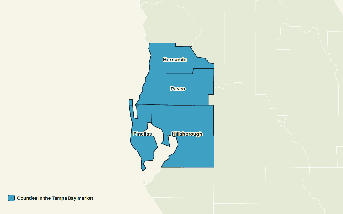 Map of the counties in this PoolSpotter market