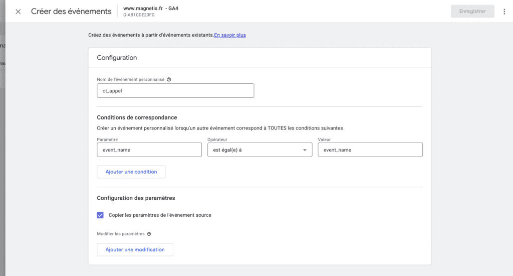Configuration des événements dans GA4