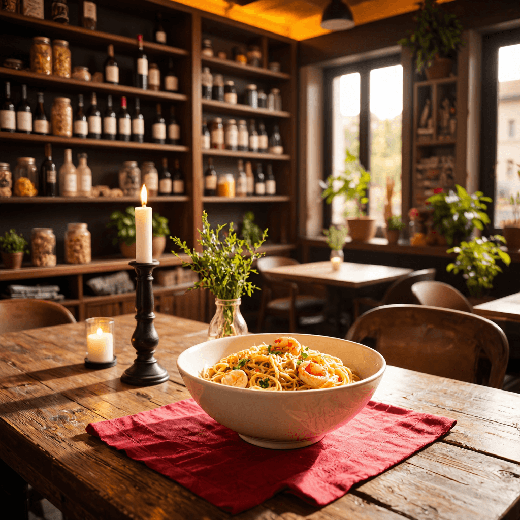 product photography of A bowl of seafood spaghetti