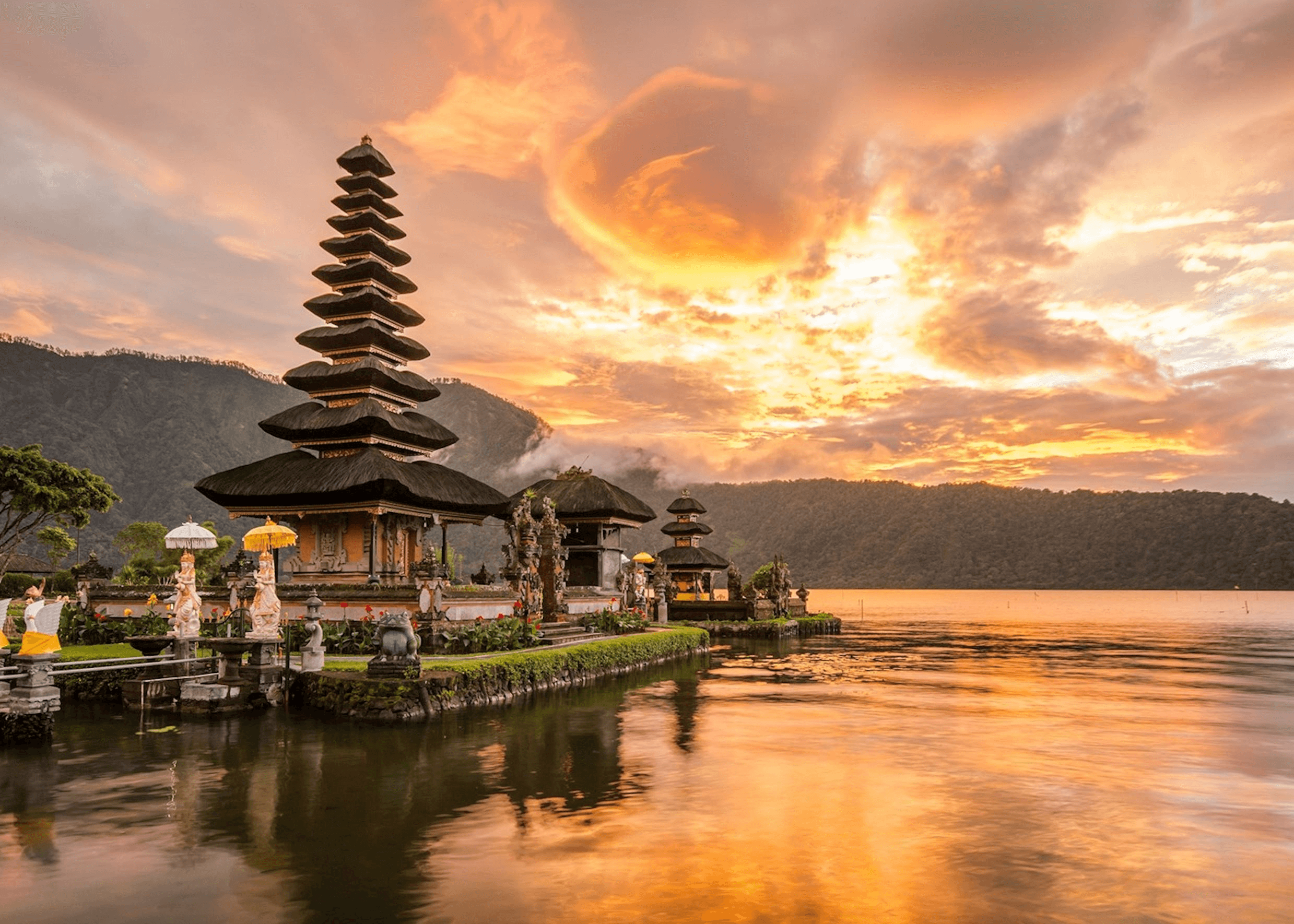 This image shows the Pura Ulun Danu Beratan temple