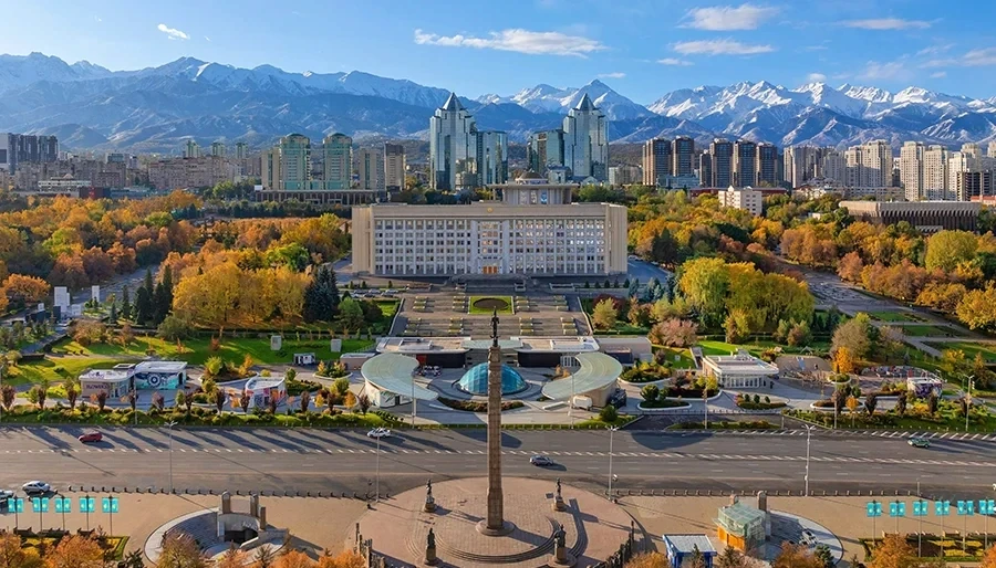 Almaty city with mountains
