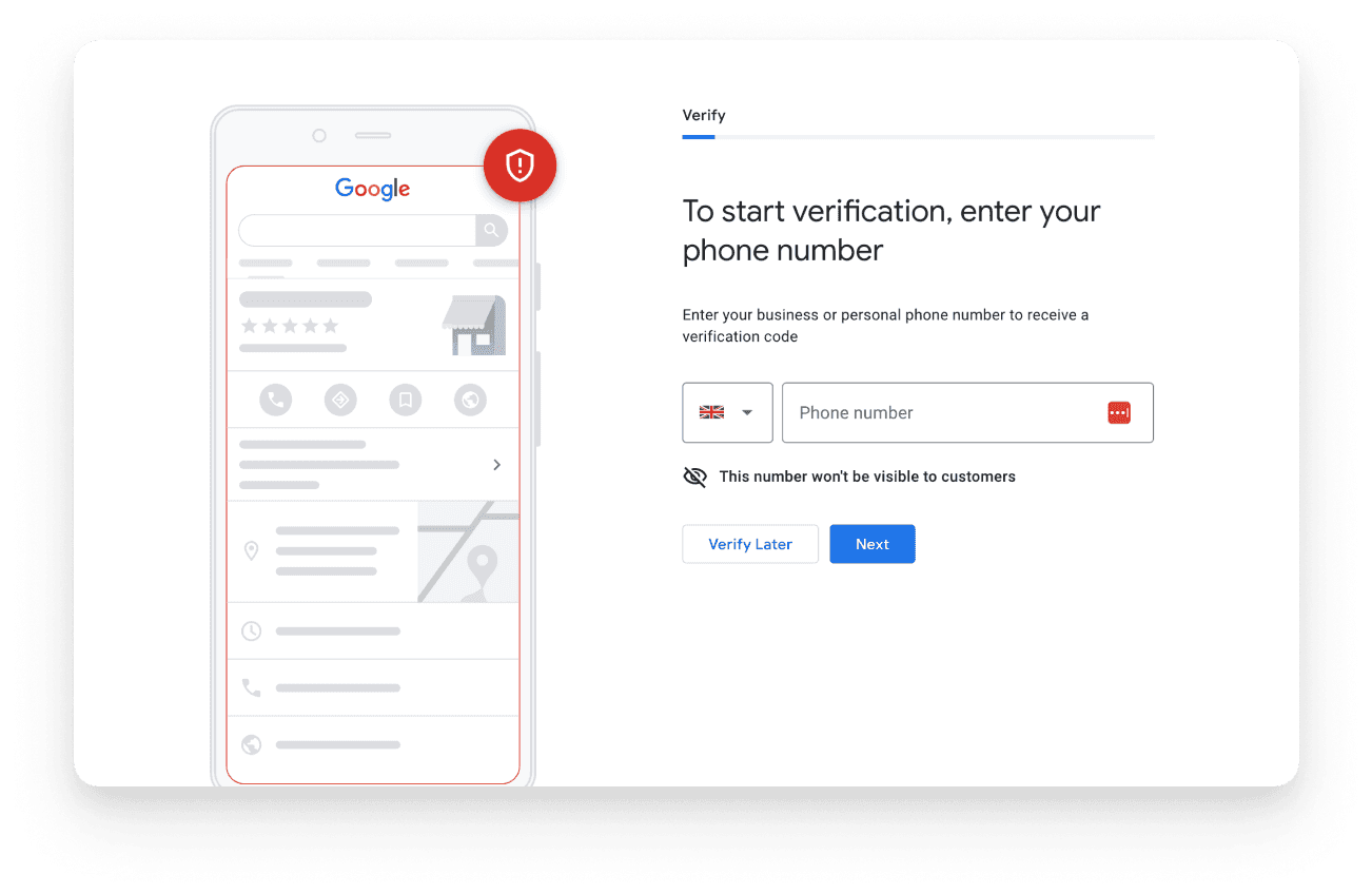 Verification options on Google My Business for Beverley web design companies, including postcard, phone, and email methods.