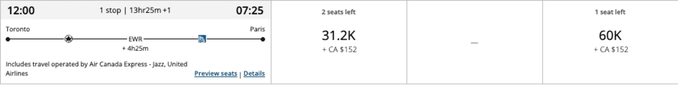 Toronto to Paris flight