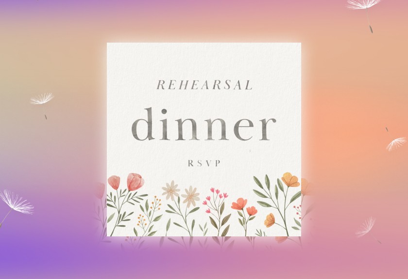 Elegant digital invitation for a rehearsal dinner with floral accents, perfect for coordinating online wedding event invites.