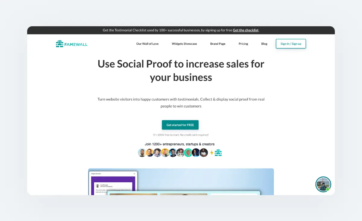 famewall example testimonial collection software