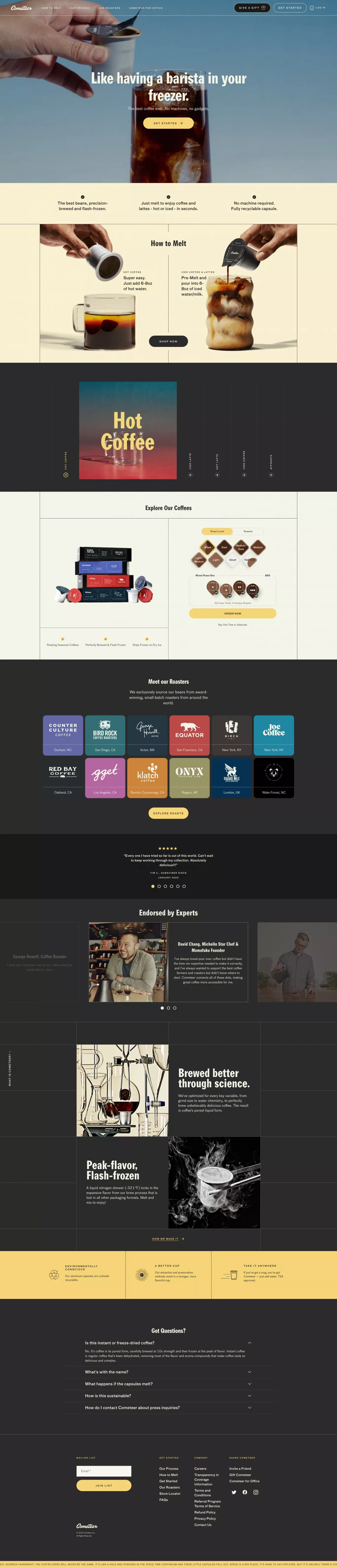 Earth’s First Hyper Fresh Coffee Capsule ecommerce page screenshot showcasing Food & Drinks and Ecommerce design