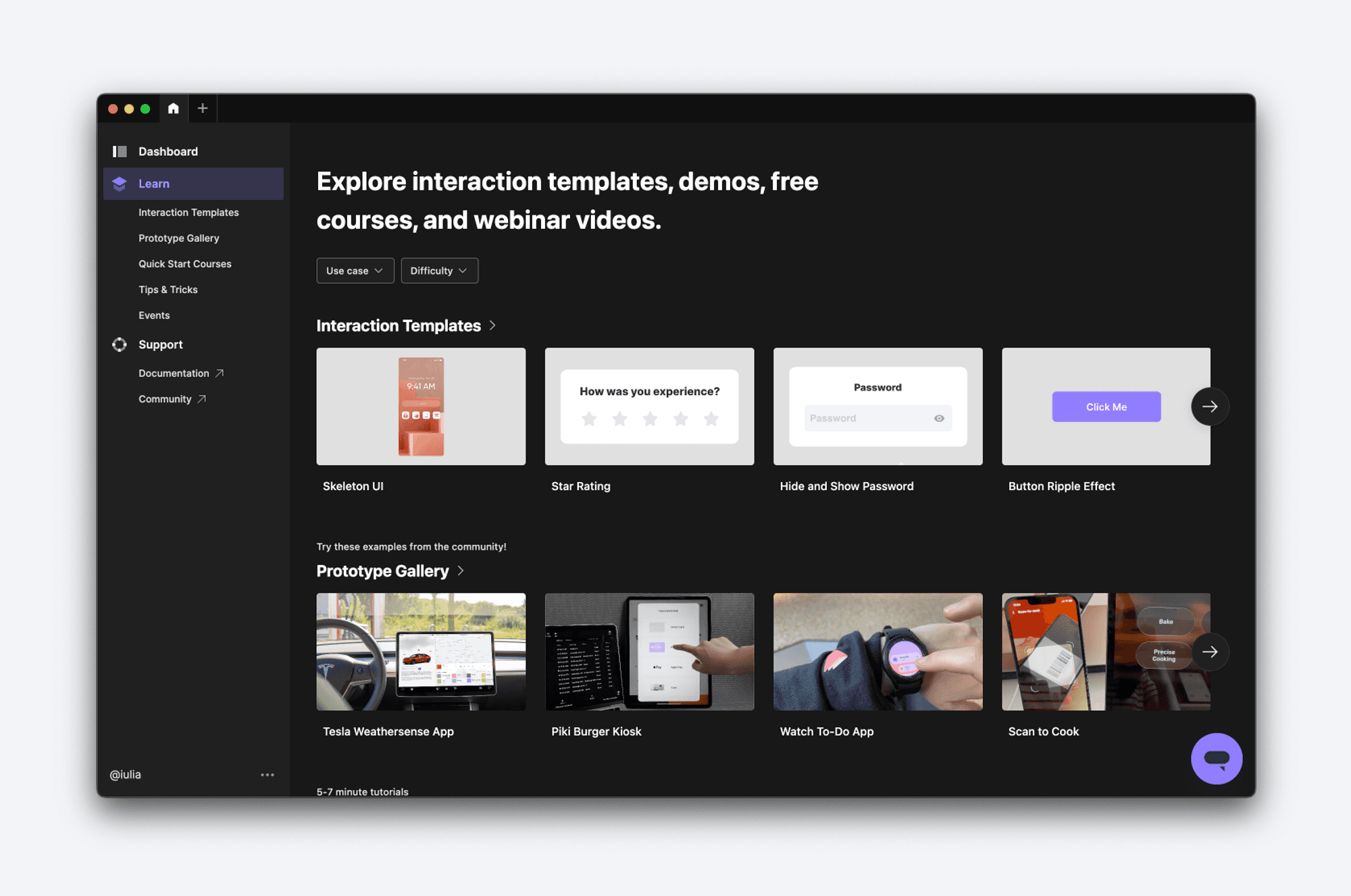 {'_type': 'localeString', 'en': 'learn tab inside protopie studio'}