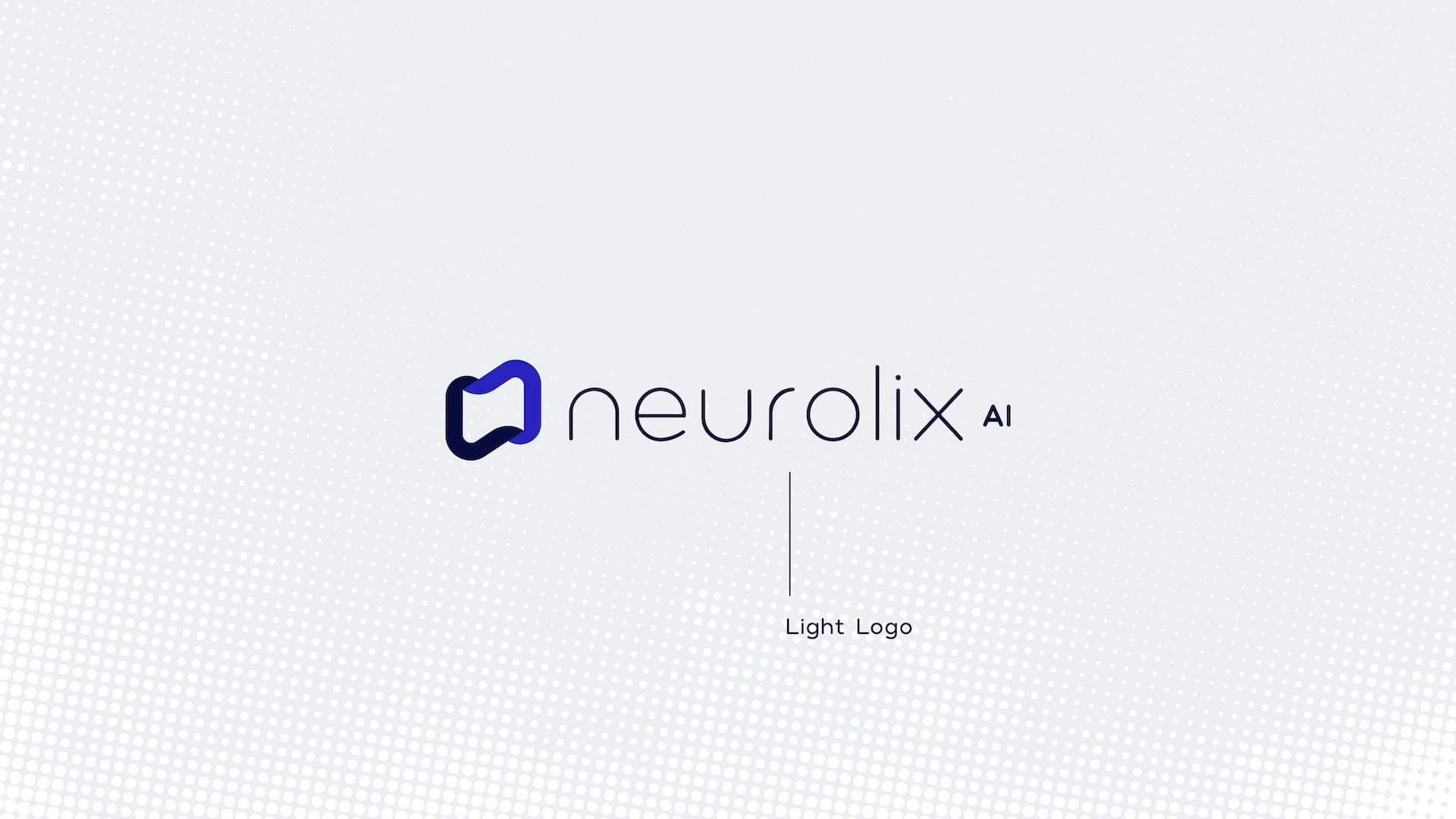 Neurolix AI light logo version displaying full horizontal lockup with navy blue abstract brain logomark and "neurolix AI" wordmark on light gray background for light mode applications.