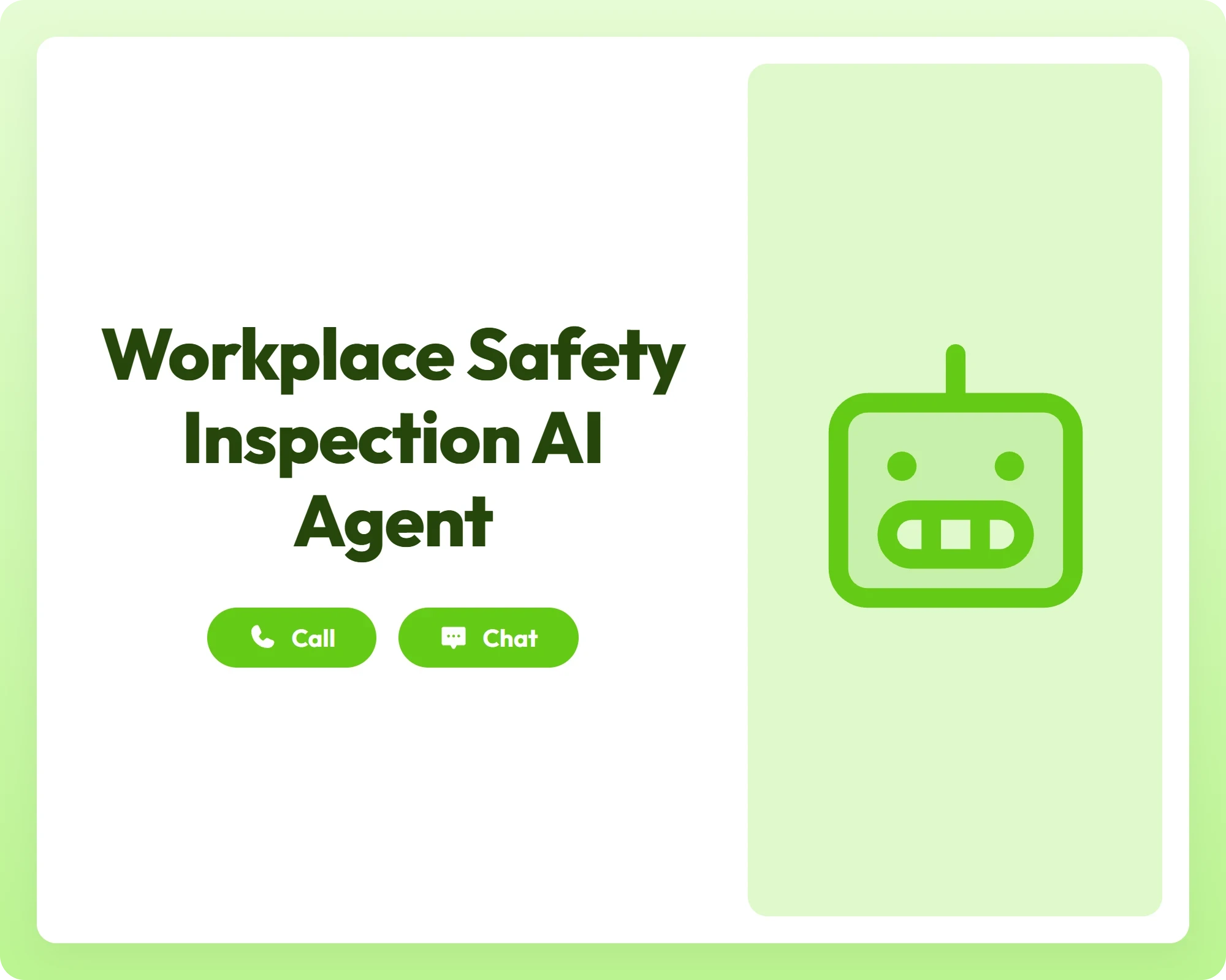 workplace safety inspection ai reporting agent provides seamless support via call and chat buttons alongside a robot icon