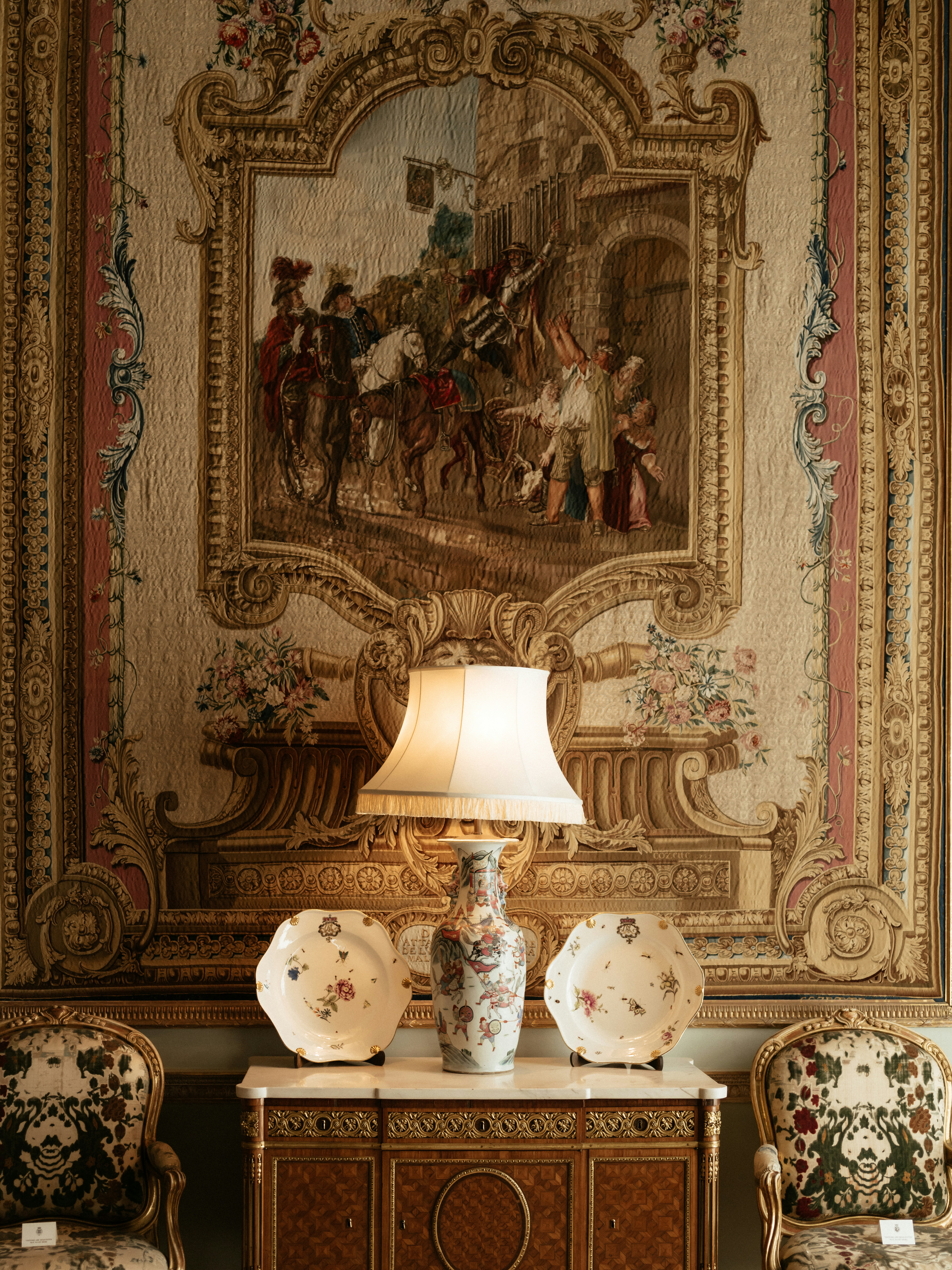 A royal antique room furnished with classic vintage furniture.