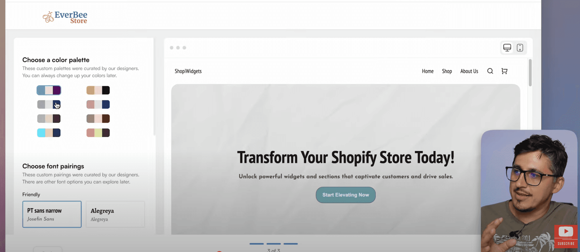 Choose your color scheme and font styles everbee store